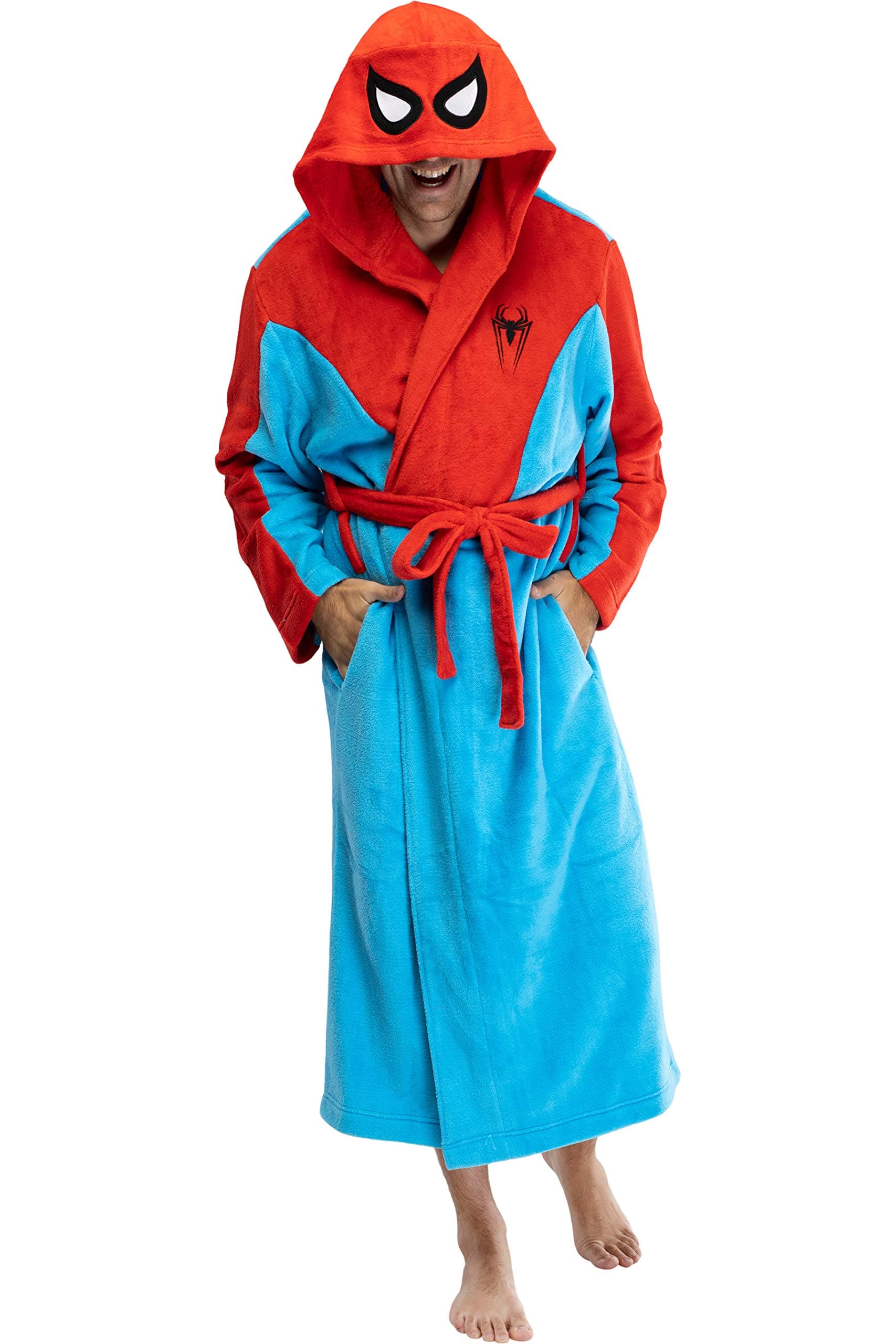 INTIMO Marvel Spiderman Adult Men's Embroidered Costume Fleece Robe Bathrobe