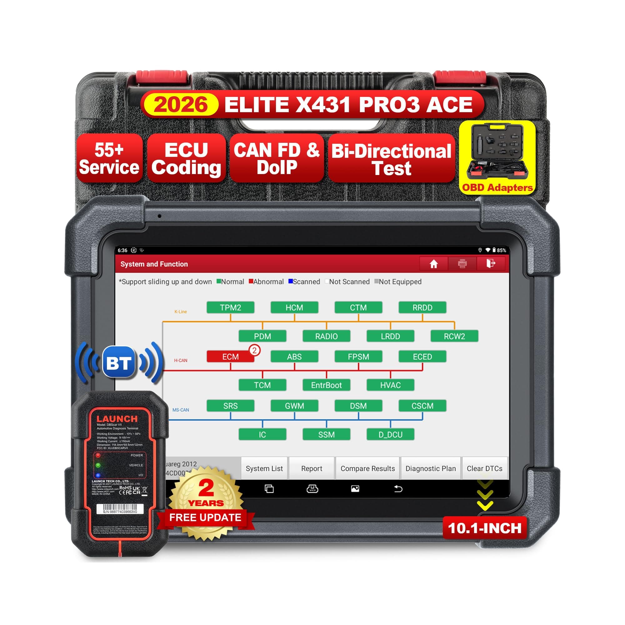 – LAUNCH OBD2 Scanner X431 PRO3 ACE Diagnostic Tool with Bluetooth DBS car VII, Topology Mapping, Online Coding, CANFD&DoIP, 55+ Services, SGW Function, V.A.G. Guided Function