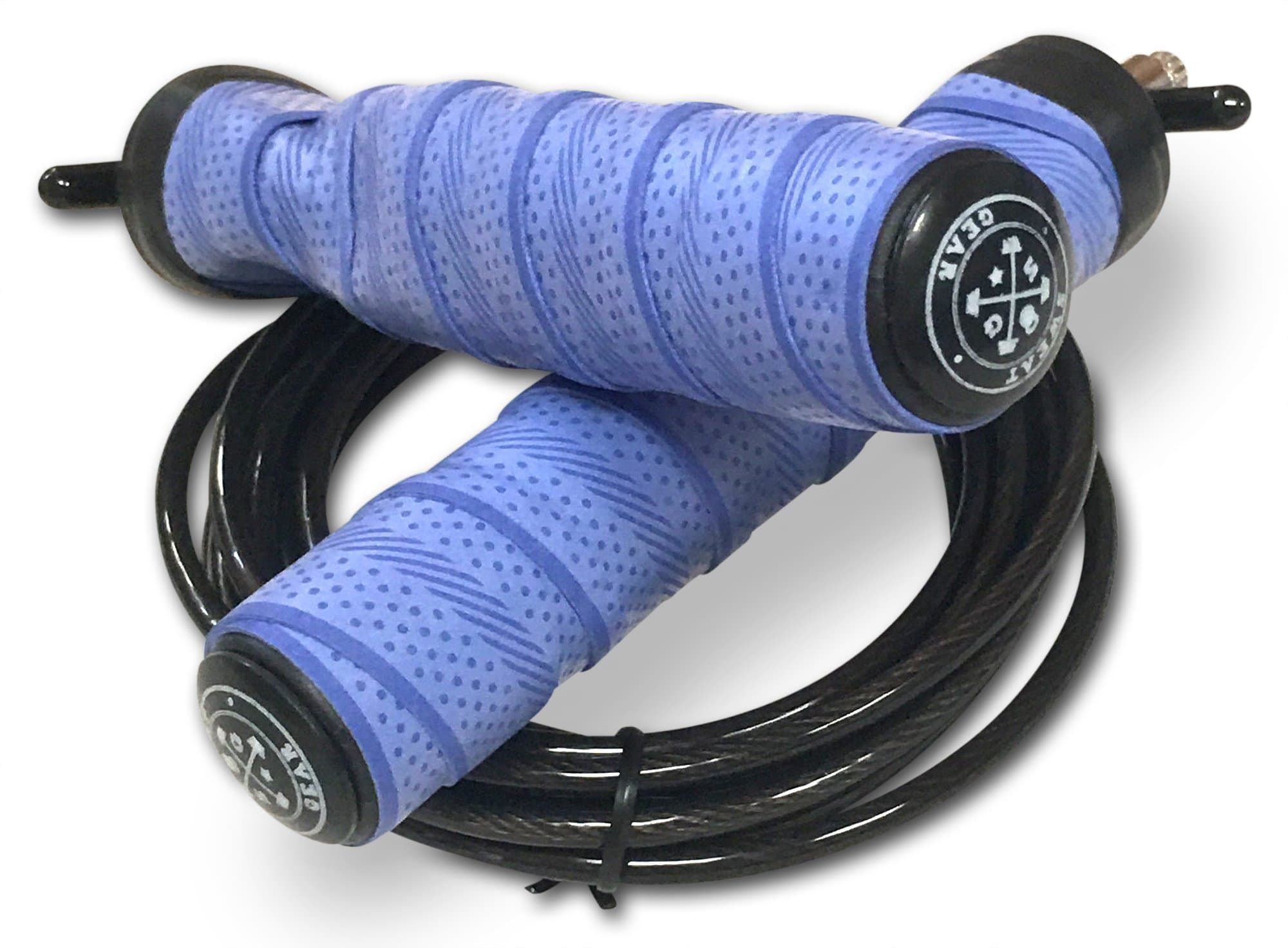 FAST Speed Jump Rope, Black/Red/Blue/Yellow NoSlip Grip, Ball Bearing Handles, Adjustable, Heavy Duty Thick or Thin Cable by SweatGear, Boxing, hiit, WOD, Martial Arts, Weight Loss, Double Unders!