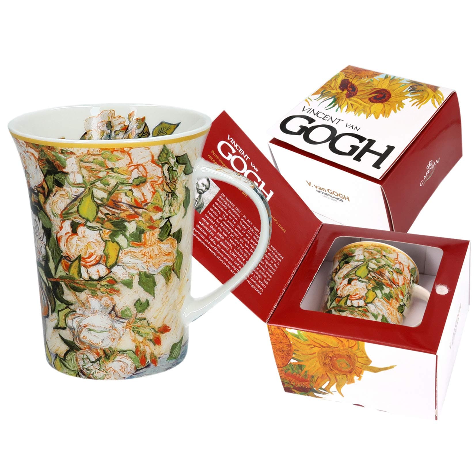 Porcelain Mug with 'Roses' by Vincent Van Gogh Decorated 350 ml