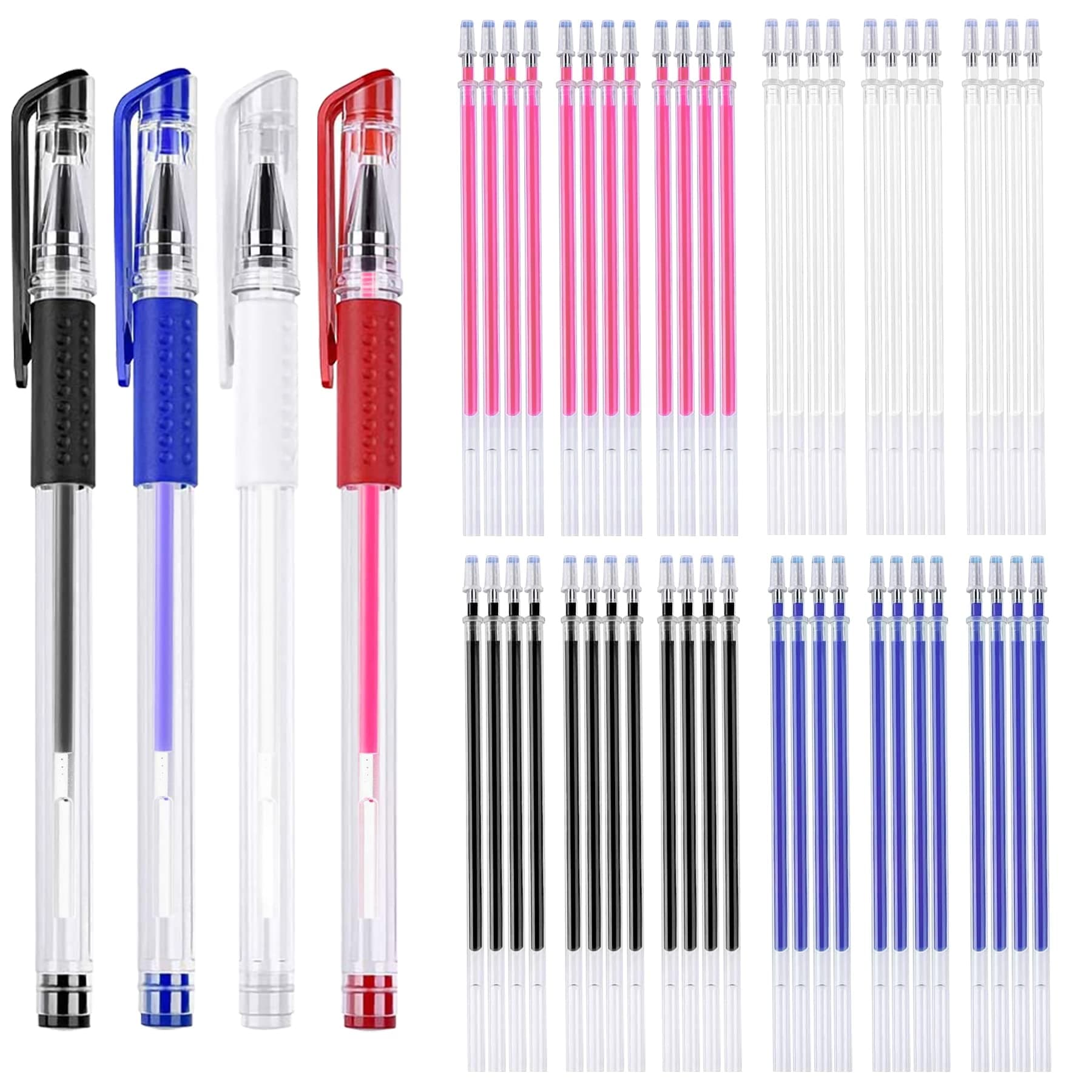 4 Pieces Heat Erasable Pens for fabric with 28 Refills Marking Pens for Quilting Sewing DIY Dressmaking Tailors Chalk(32)