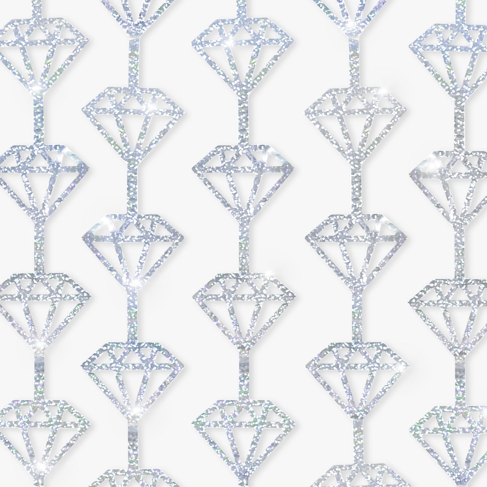 KatchOn, Holographic Silver Foil Diamond Curtains - Pack of 2 | Diamond Backdrop Curtain | Silver Diamond Garland, Denim and Diamonds Party Decorations | Birthday, Bachelorette Party Decorations