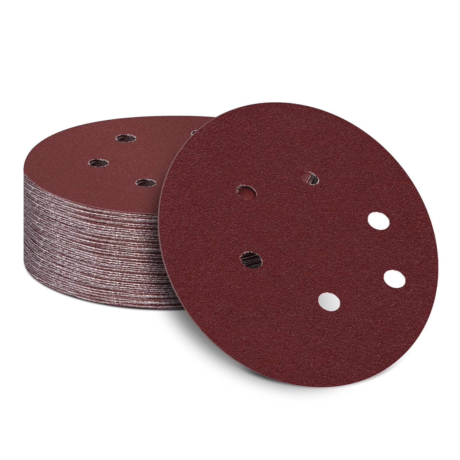 150mm Sanding Discs, 50 Pcs Hook and Loop Sandpaper Sheet for Random Orbital Sander (80 Grit)