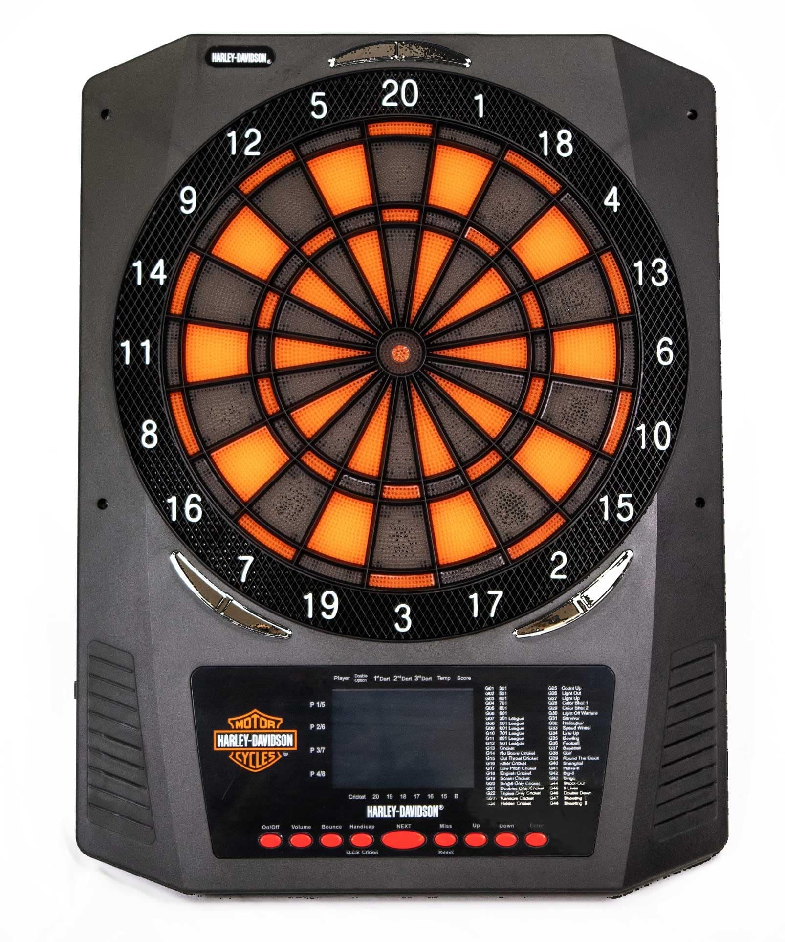 Harley-Davidson Electronic Dart Board, 18 x 24 inch, 4-color LCD, lights and sounds, complete with darts