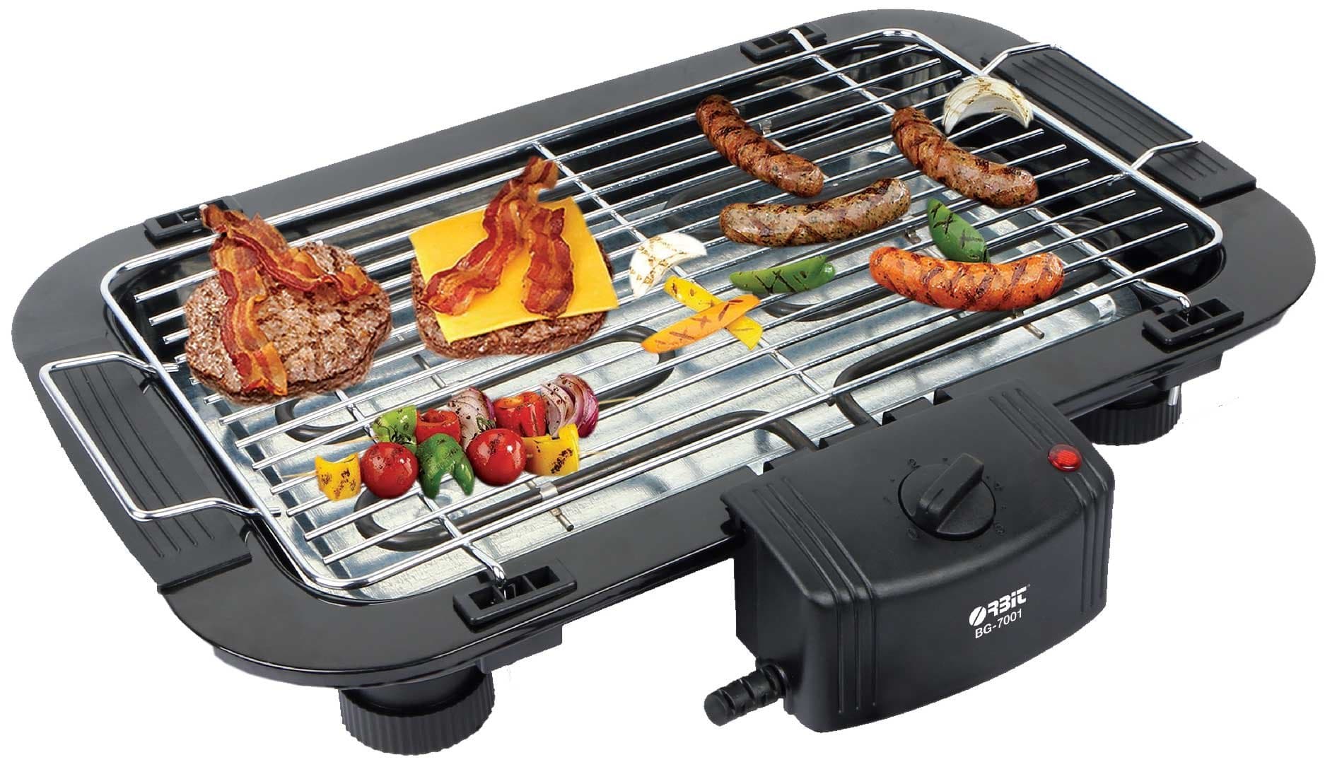 Orbit Electric Barbeque Grill 2000w Tandoori Chicken Maker, Veg Grill, Model -7001 with 5 Skewers (Black), 1 Year Warranty
