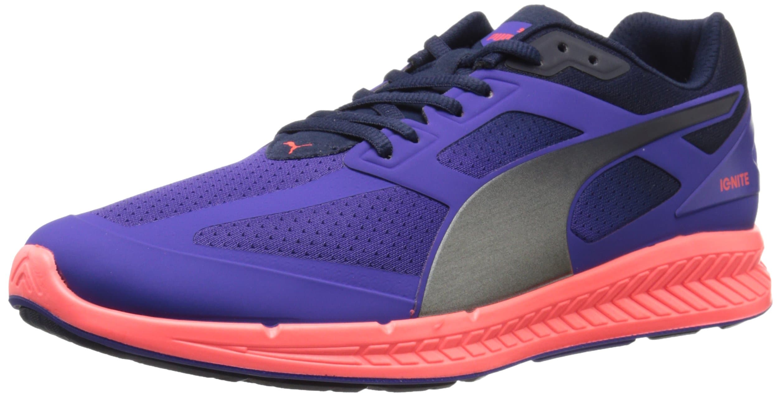 PUMA Mens Ignite Running Shoe, Deep Blue/Navy/Fluorescent Peach, 11 M US