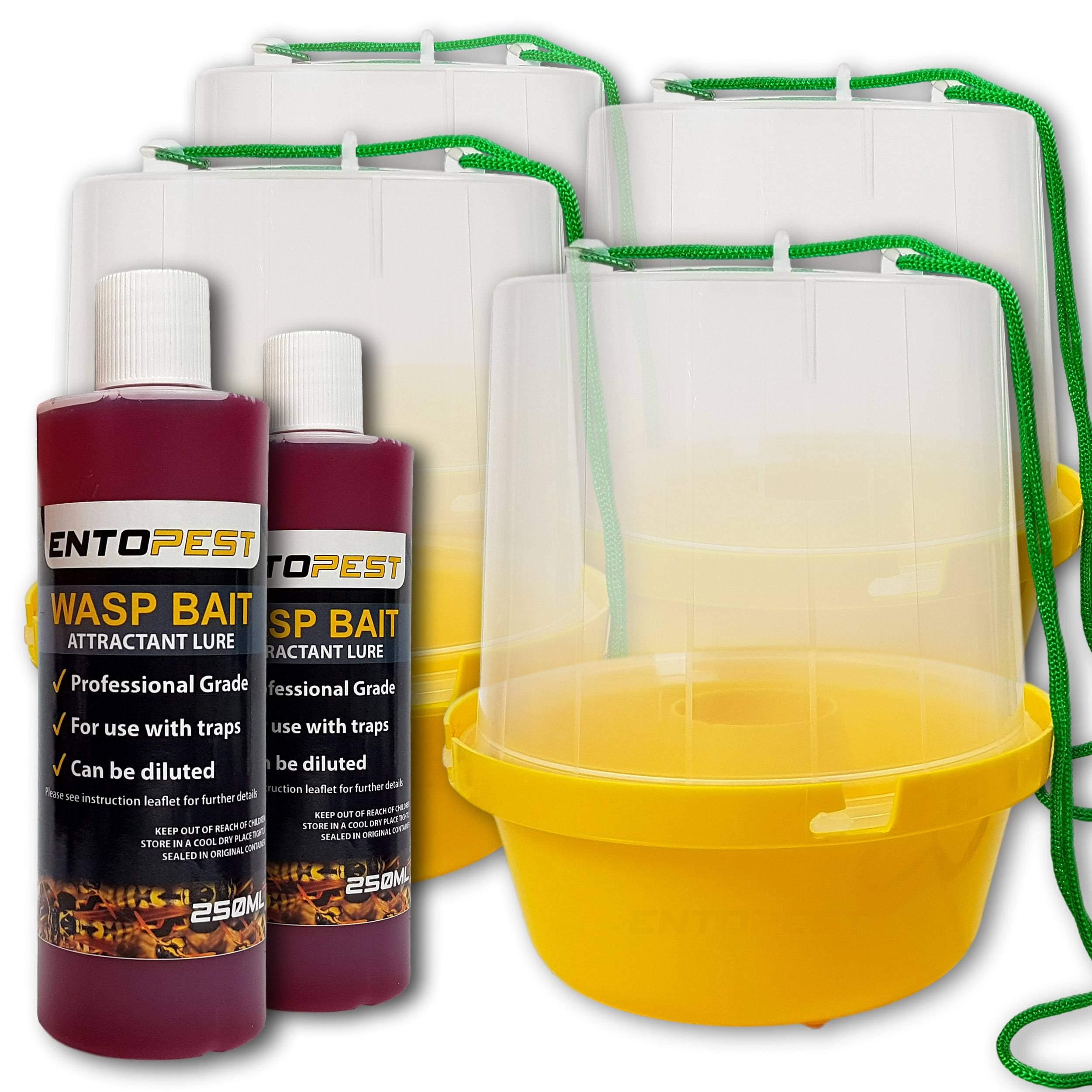 Entopest 4 x Hanging Trap Control Pot & Bait Attractant Lure Kit