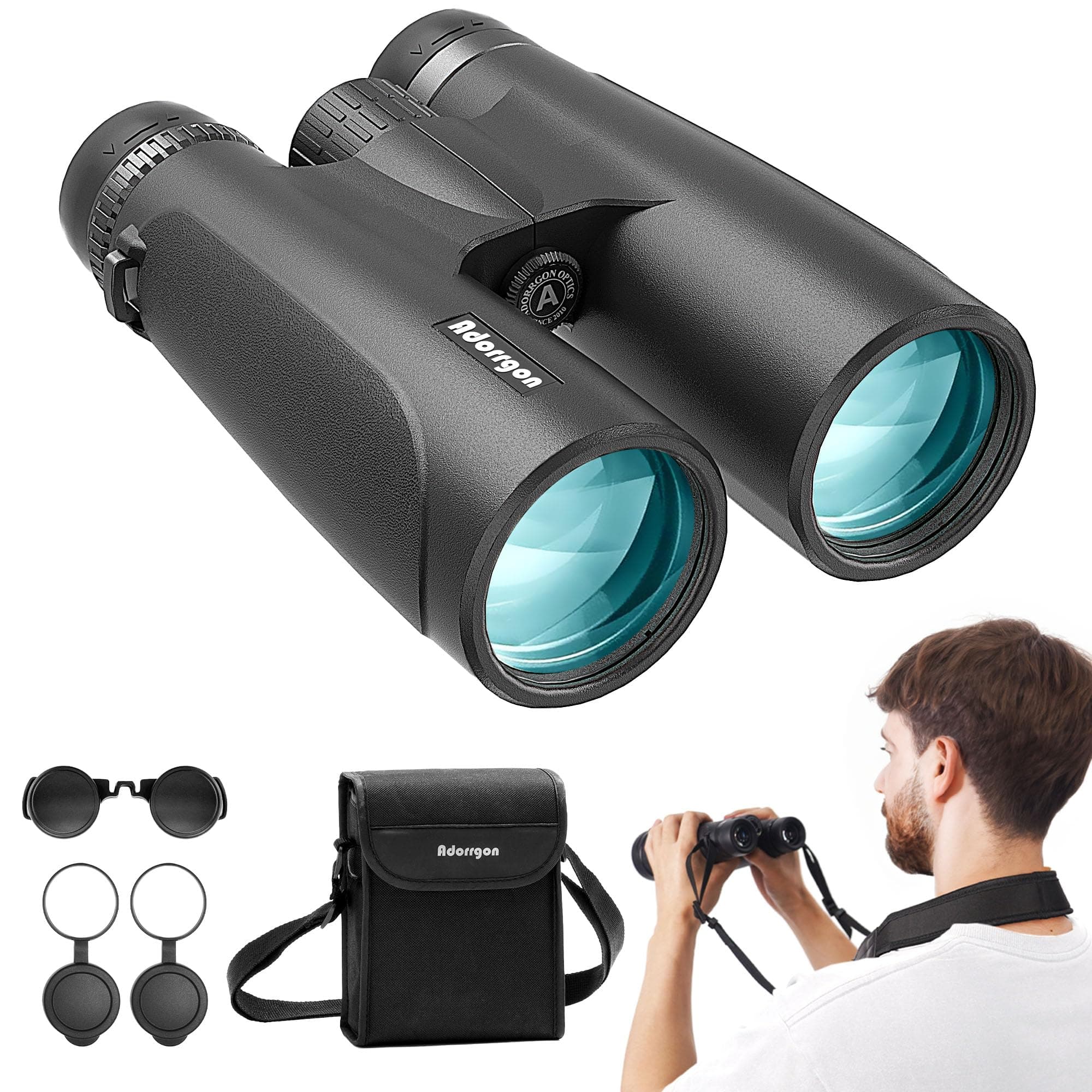 12x54 HD Binoculars for Adults High Powered - Large View BAK4 Prism Binoculars with Clear Low Light Vision - Lightweight Waterproof Binocular for Bird Watching Cruise Travel Hiking Concert Stargazing
