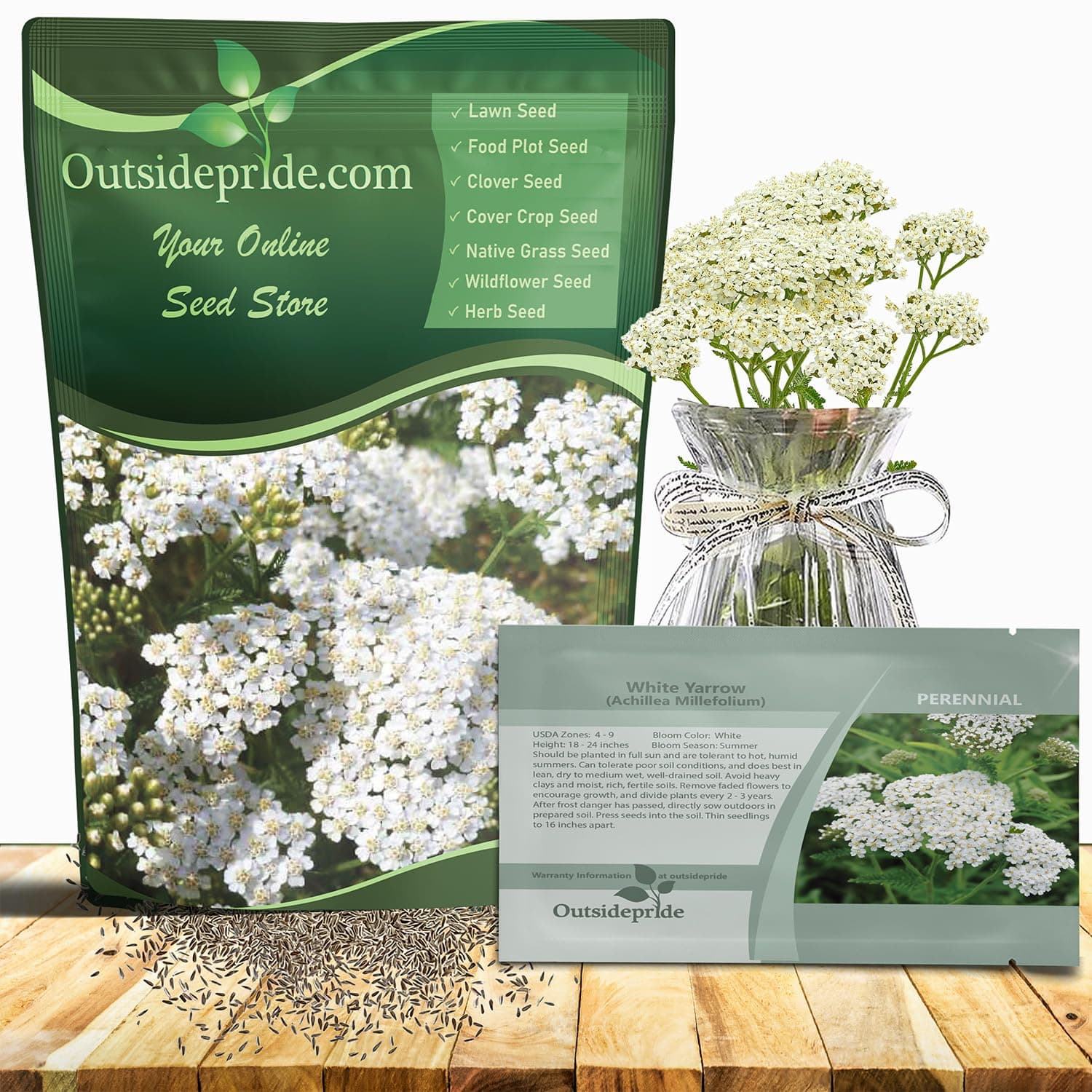 Outsidepride Achillea Millefolium Wild White Yarrow Seeds - 5000 Pcs Perennial Flower Seeds, Drought Resistant, Low Maintenance & Easy Planting for Beautiful Garden & Fireflies Attraction
