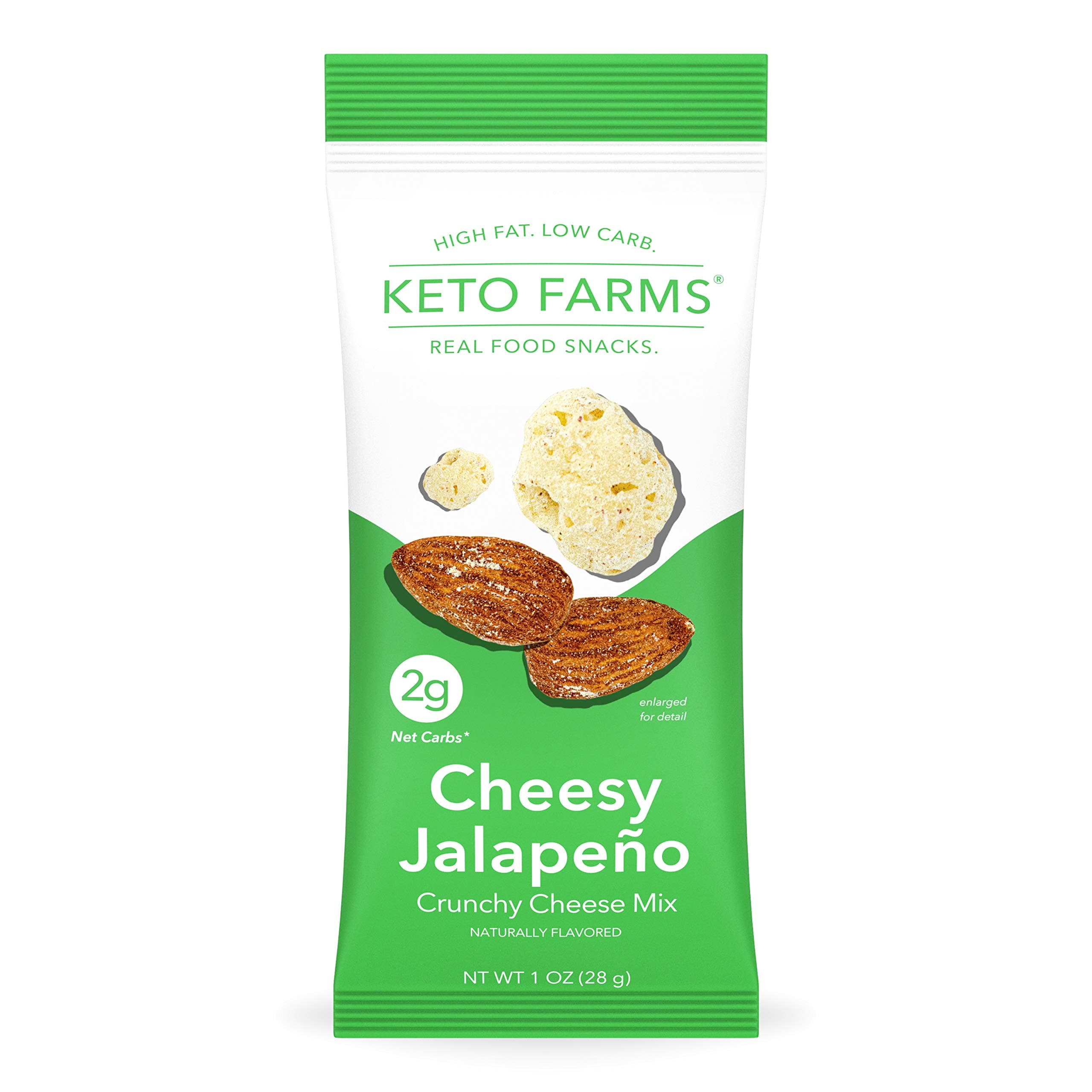 Keto Farms, Crunchy Cheese Mix, Keto Snacks (2g Net Carb) [Cheesy Jalapeño] 1 Ounce, 6 Count | Keto Friendly Low Carb Snacks - Real Food, Bold Flavor, Satisfies Keto Chips Cravings, Portion Control