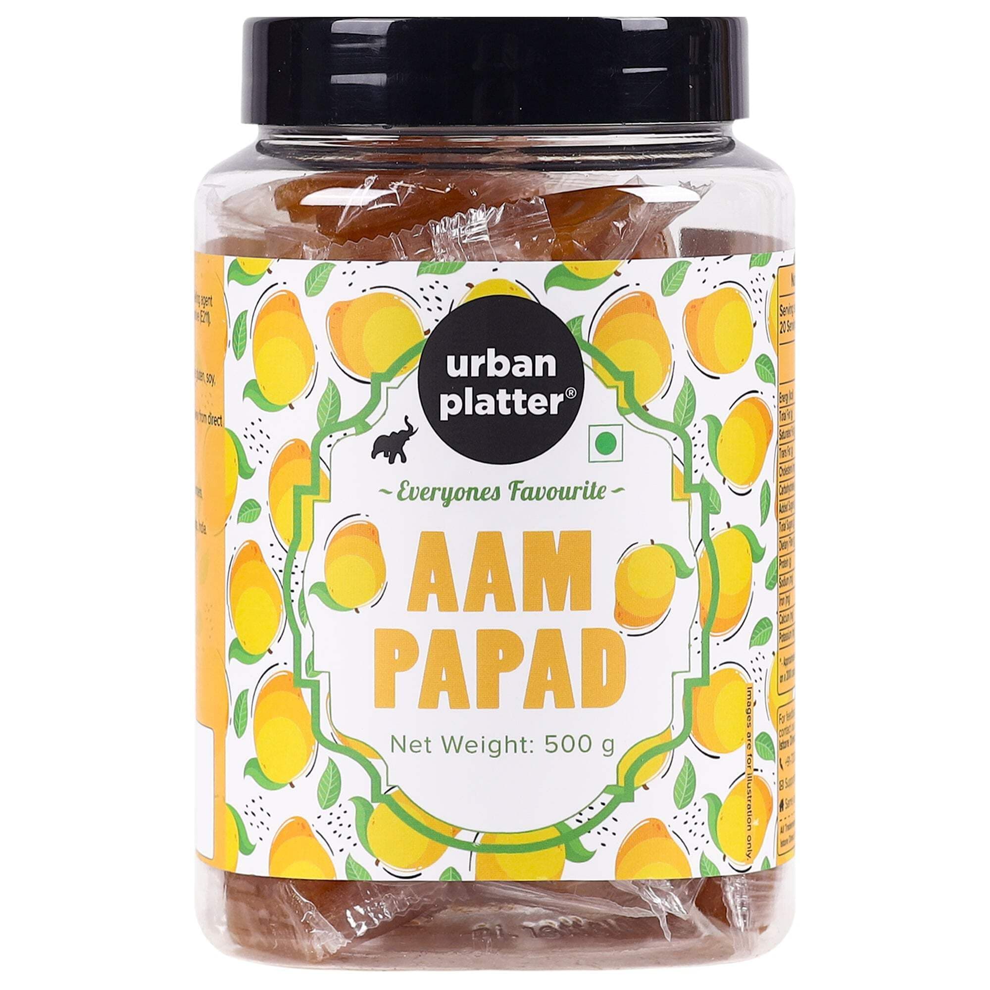 Aam Papad | 17.64 Oz (500g) | Indian Mango Fruit Leather | Sweet & Tangy Snack | Made from Real Mango Pulp | Soft, Chewy & Delicious Candy | Vegan & Preservative-Free