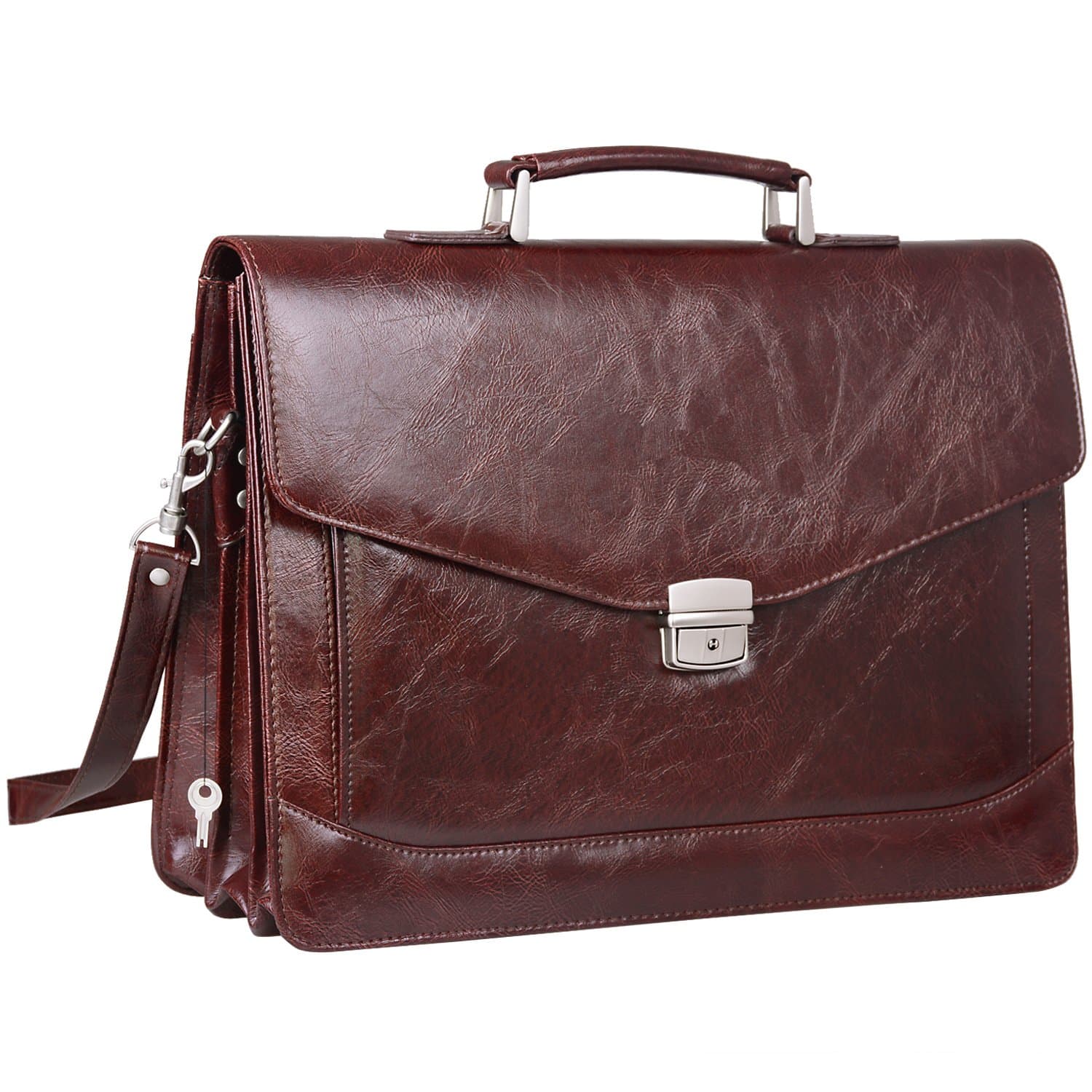 Xstreet PU Leather 16.5 Inch Briefcase Laptop Bag for Men ,1001B (Red Brown)