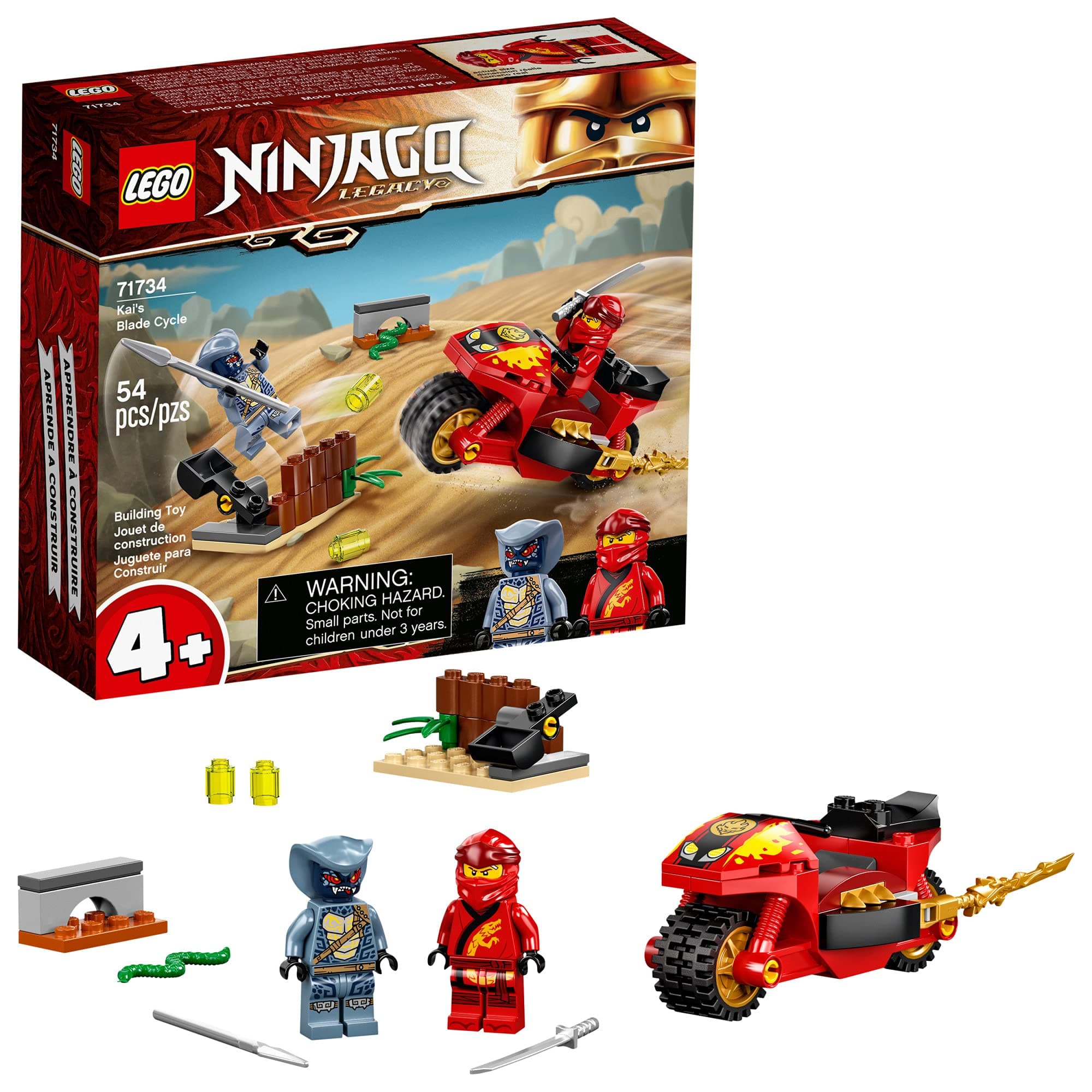 NINJAGO Legacy Kai's Blade Cycle 71734 Ninja Motorcycle Playset Building Kit, Featuring NINJAGO Kai and a Snake; New 2021 (54 Pieces)