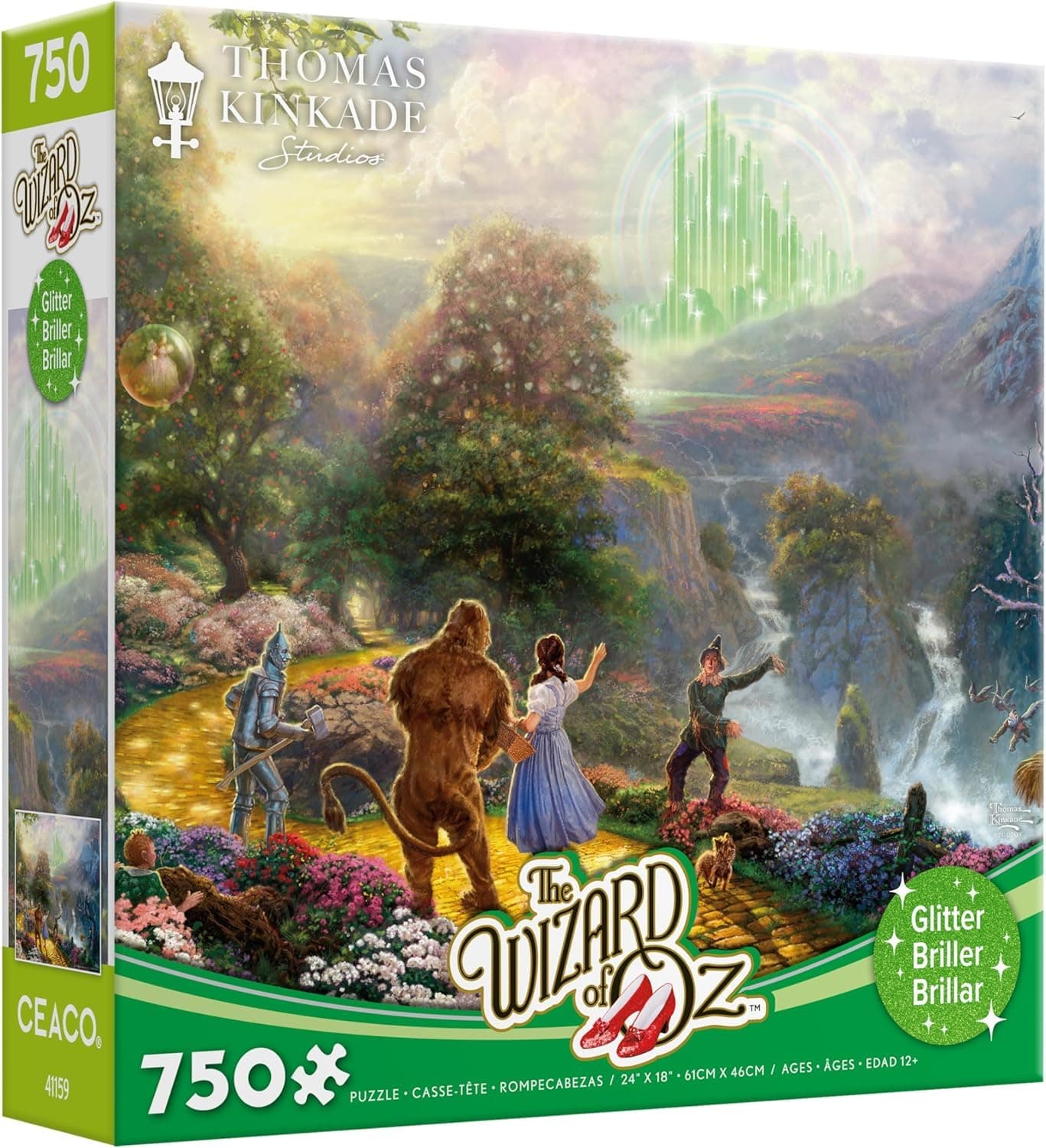 Thomas Kinkade - The Wizard of Oz - Dorothy Discovers Emerald City - 750 Piece Glitter Jigsaw Puzzle