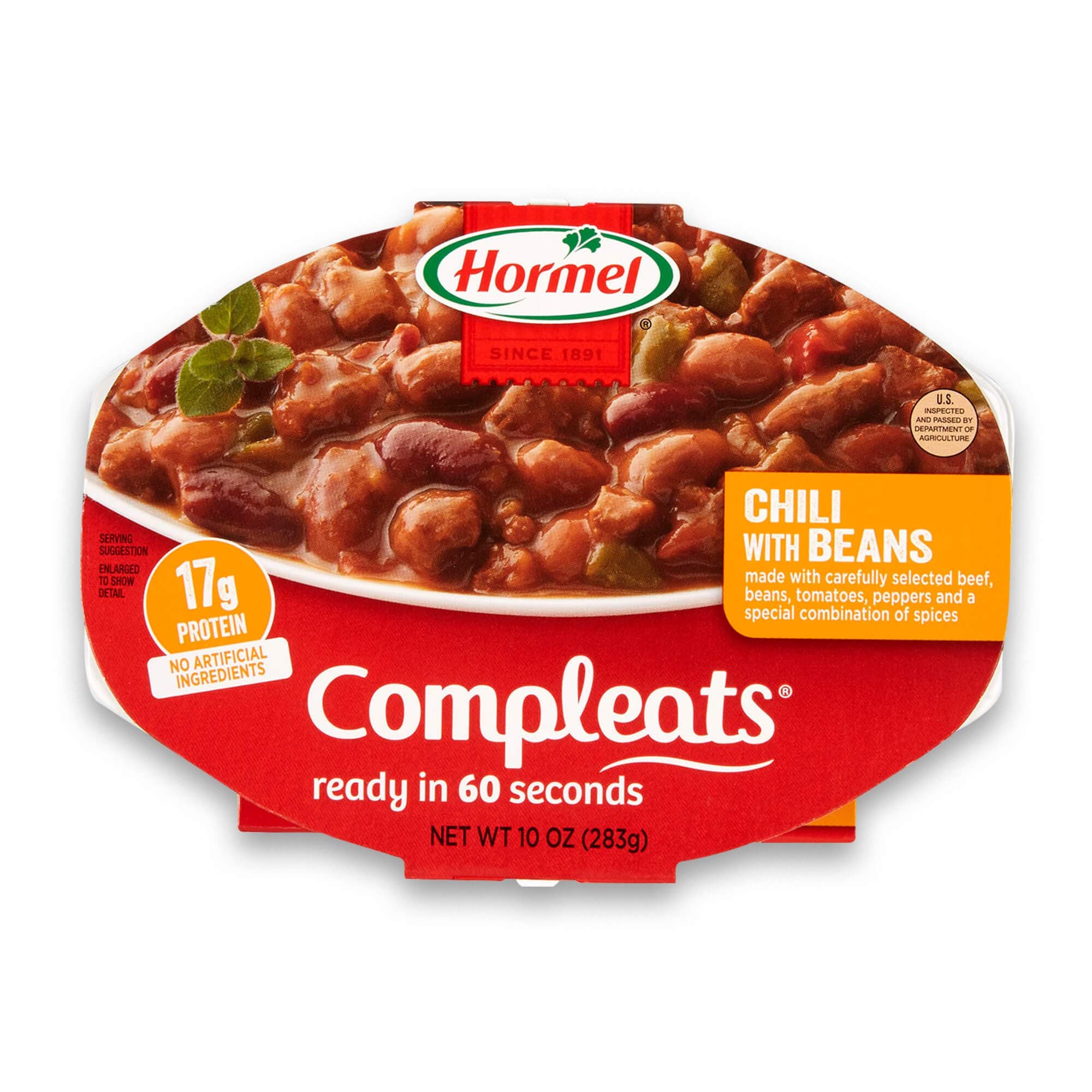 Hormel CompleatsChili with Beans Microwave Tray, 10 Ounces (Pack of 6)