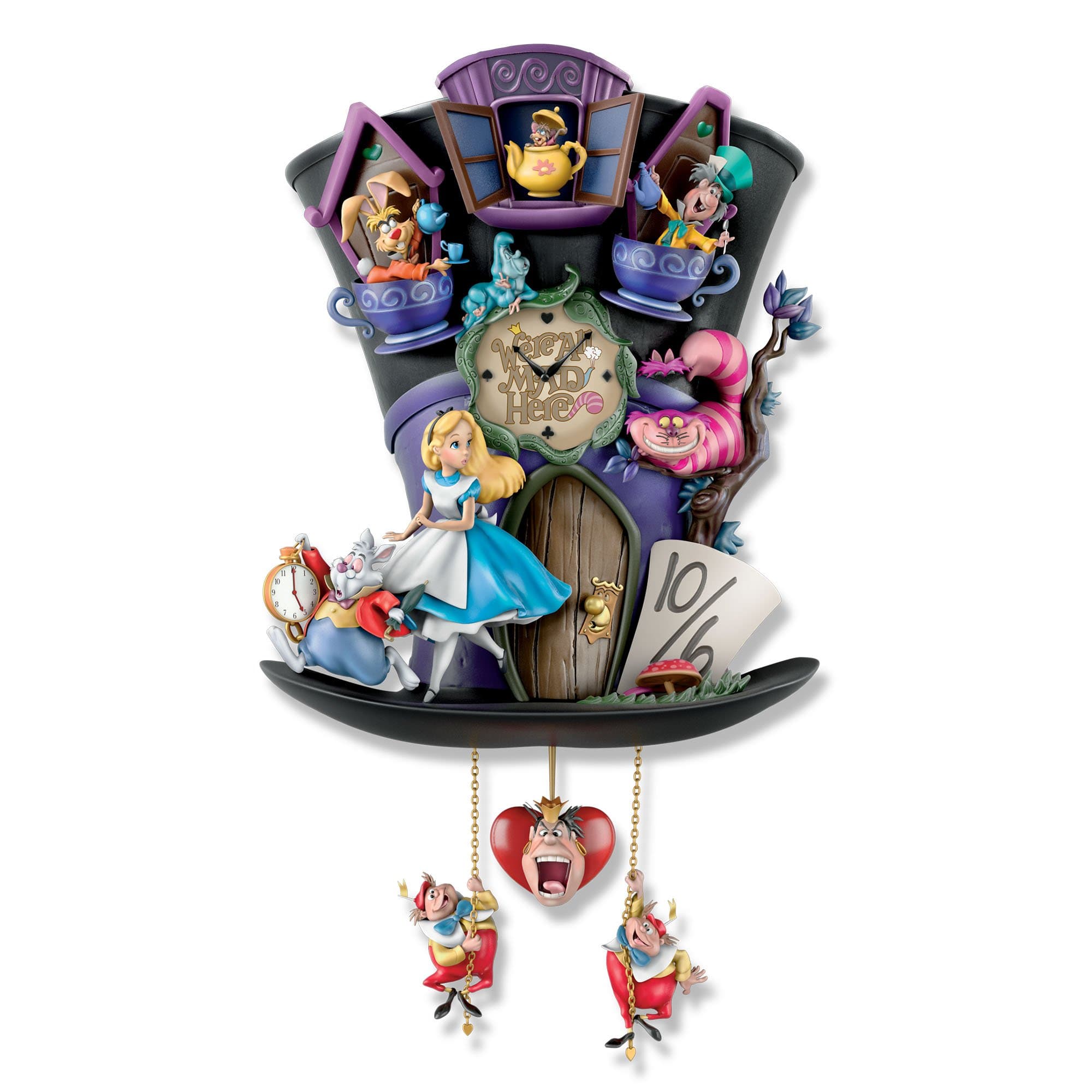 The Bradford Exchange - Disney's Alice In Wonderland Hat-Shaped 'Mad Hatter' Cuckoo Clock - Handcrafted