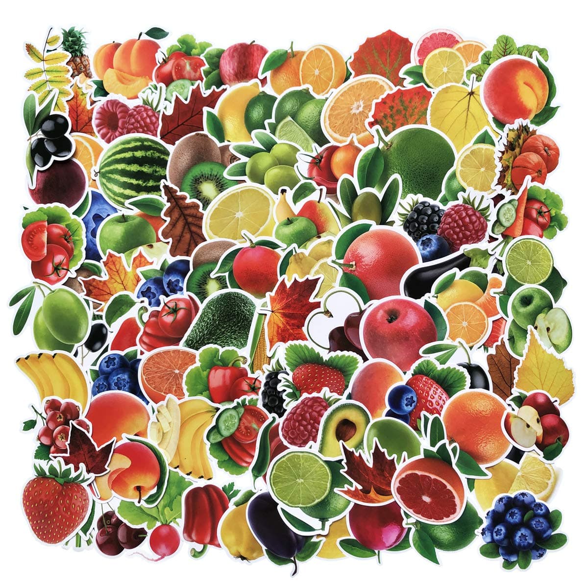 100PCS Colorful Fruits Vegetables Stickers Waterproof Laptop Stickers Car Bicycle Suitcase Computer Water Bottle Mobile Phone Stickers DIY Decals for Kids (Fruits 100)
