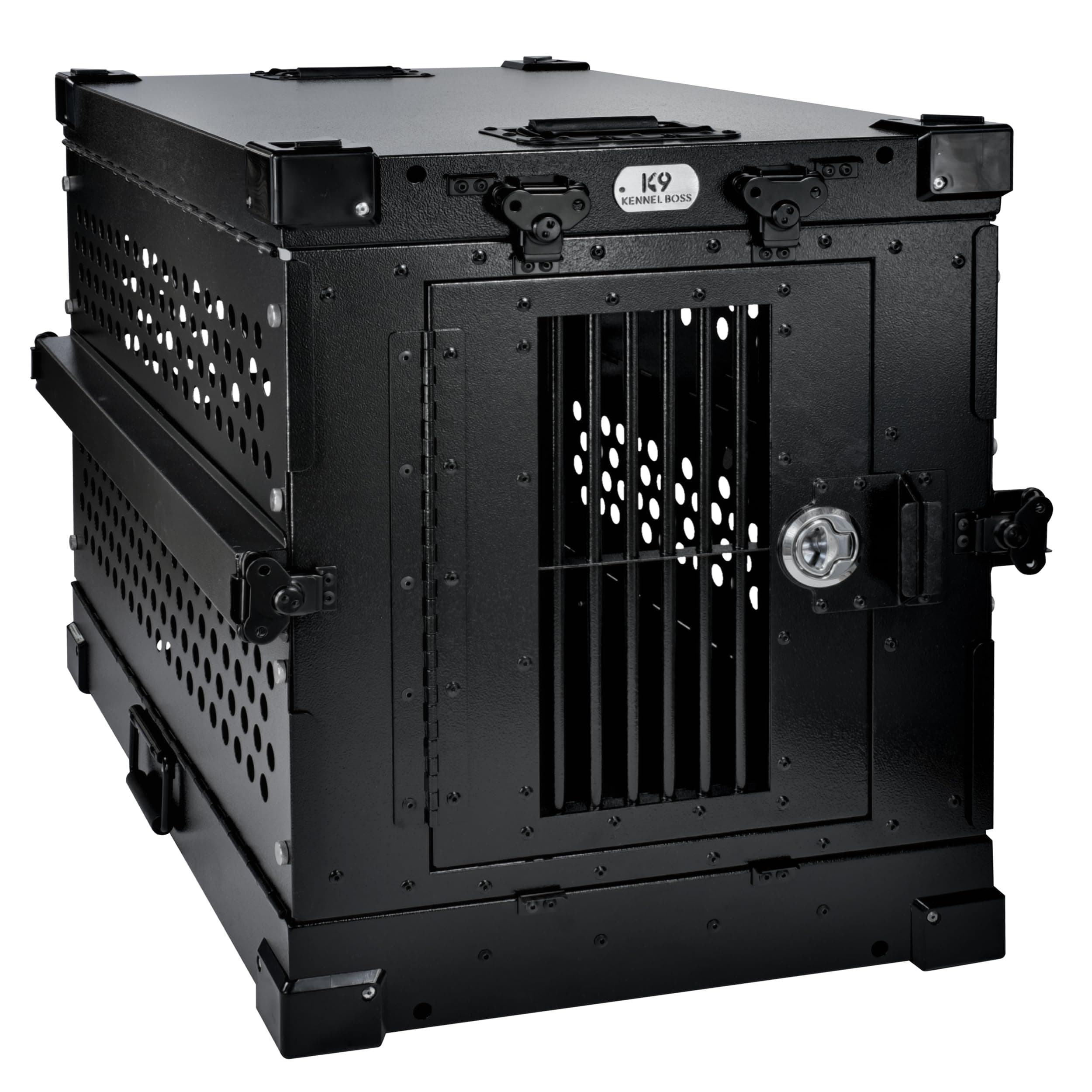 Heavy Duty Fully Collapsible Powder-Coated Aluminum Dog Crate - Small (Black)