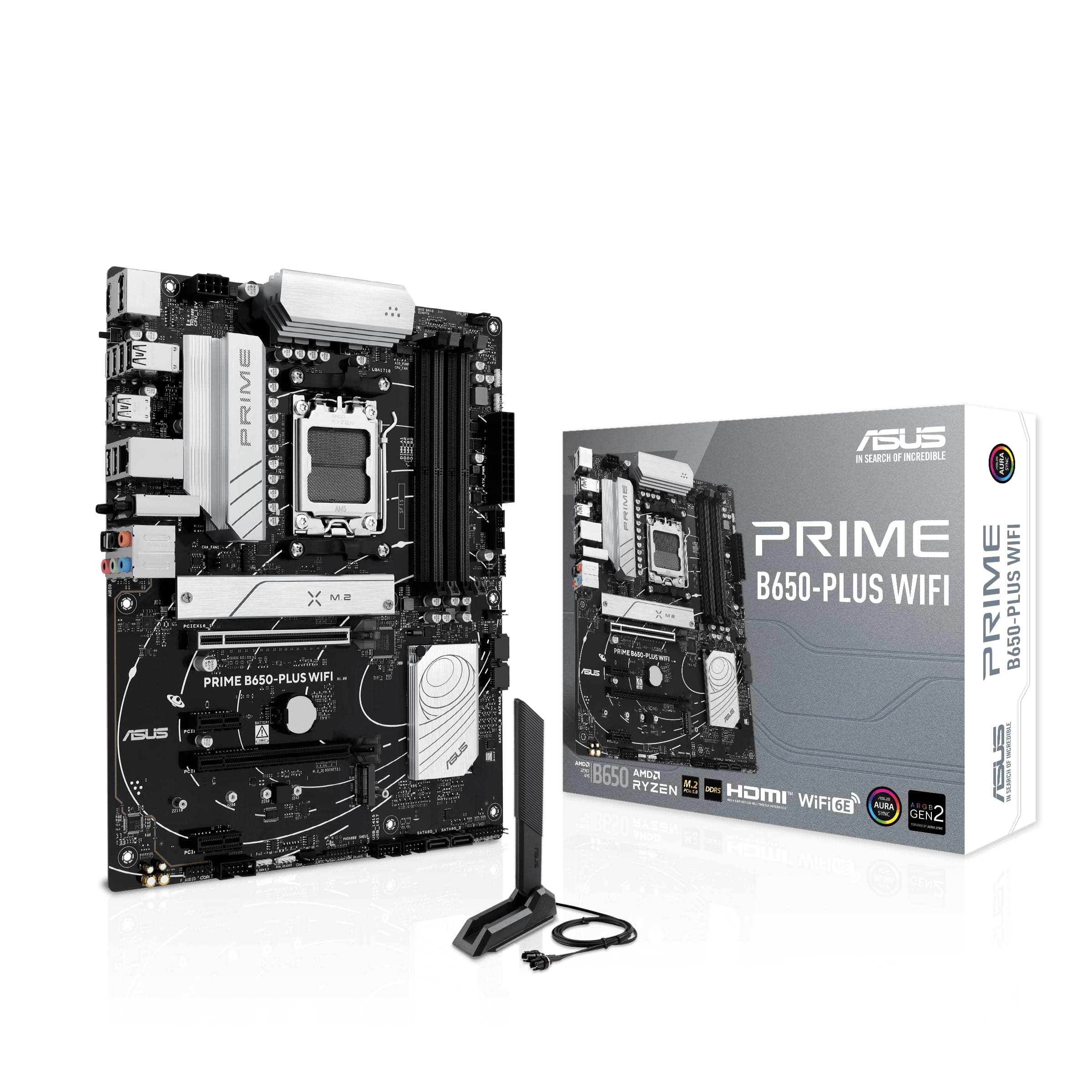 Prime B650-PLUS WiFi AMD B650 AM5 Ryzen™ Desktop 9000 8000 & 7000 ATX Motherboard, DDR5, PCIe 5.0 M.2, 2.5Gb LAN, WiFi 6E, HDMI™, SATA 6Gbps, USB Type-C®, BIOS Flashback™, Thunderbolt™ 4 Header