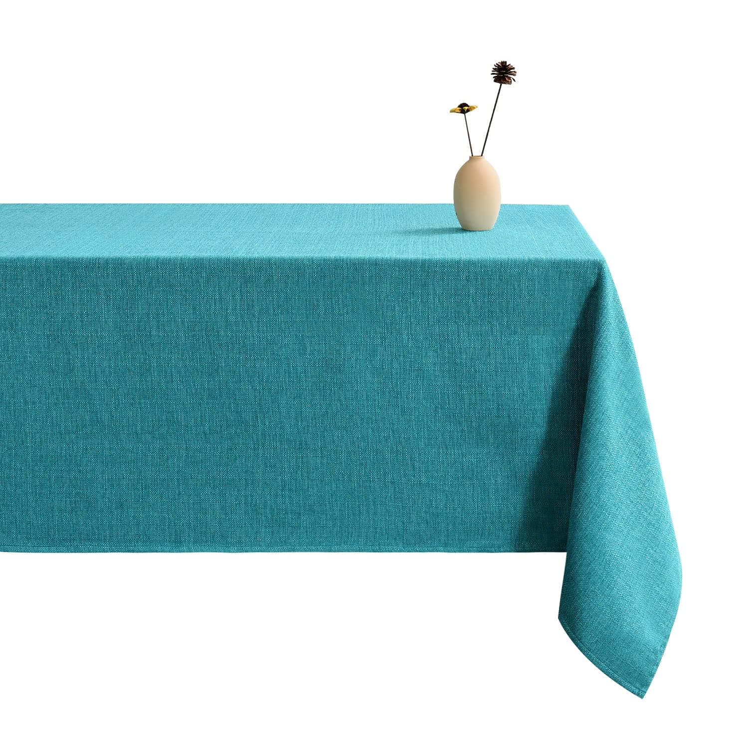 LUOLUO Rectangular Table Cloth Thick Faux Linen Tablecloth 140 x 180cm Waterproof Wrinkle Resistant wipe clean Table Cover for Dining Kitchen Home Restaurant Lake Blue