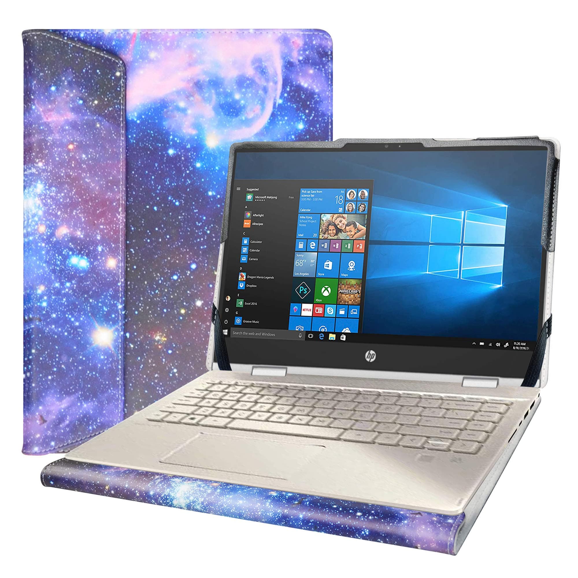 AlapmkProtective Case for 14" HP Chromebook x360 14c-caXXXX 14C-CA0053DX/HP Chromebook x360 14a-caXXXX & Dell Inspiron 14 2-in-1 5406 5400 I5400-7203GRY/Dell Inspiron 14 2-in-1 7405 Laptop,Galaxy