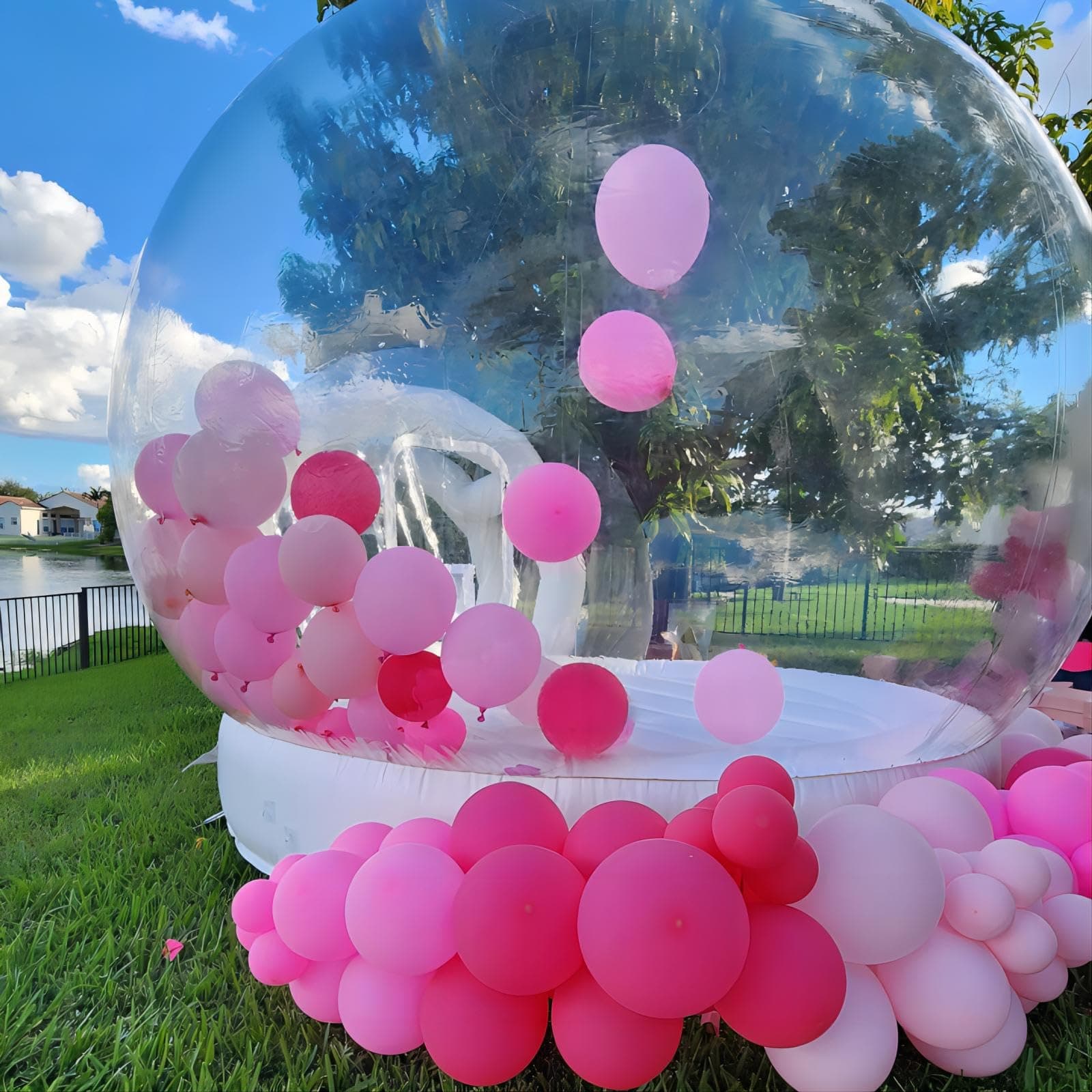 Transparent 10FT Inflatable Bubble House with Bouncing Bottom - Bubble Balloon House for Kids & Adults | Bottom Air Cushion for Safe Bouncing, Party Decor, Photo Booth, Heavy Duty PVC
