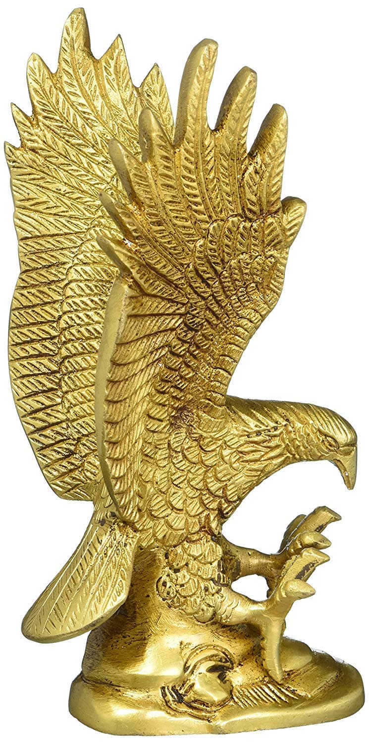 athizay Eagle Showpiece for Home Decoration Brass Eagle Statue Bird Figurine 16 cm Gold Finish Bird Sculpture Decorative and Gifting Item