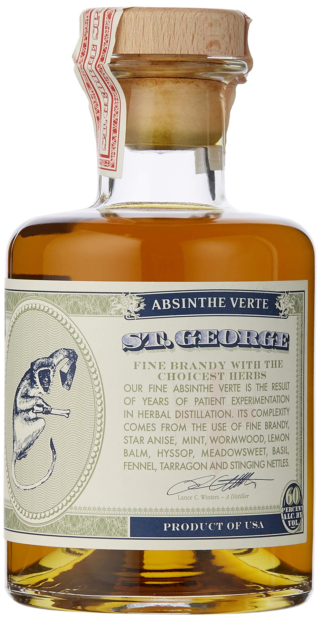 St. George Absinthe Verte, 20cl - 60 Percent ABV Hand-Crafted American Absinthe - Artisanal Spirit for Cocktails and More