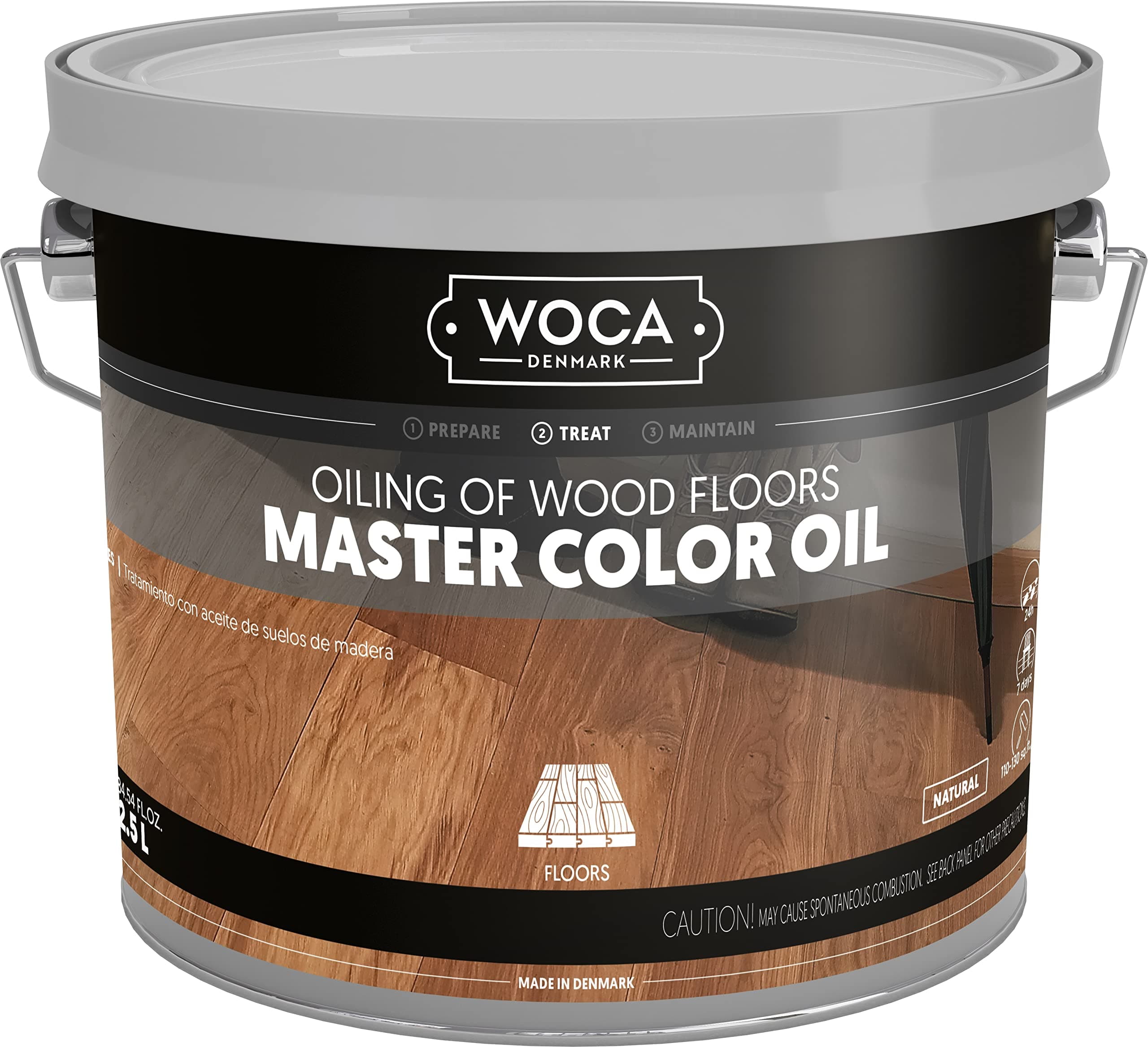 Denmark – Master Color Oil – Plant Based Oil Penetrating Stain and Finish for Wood Furniture, Floors, Trim and Cabinets – 2.5L – Natural