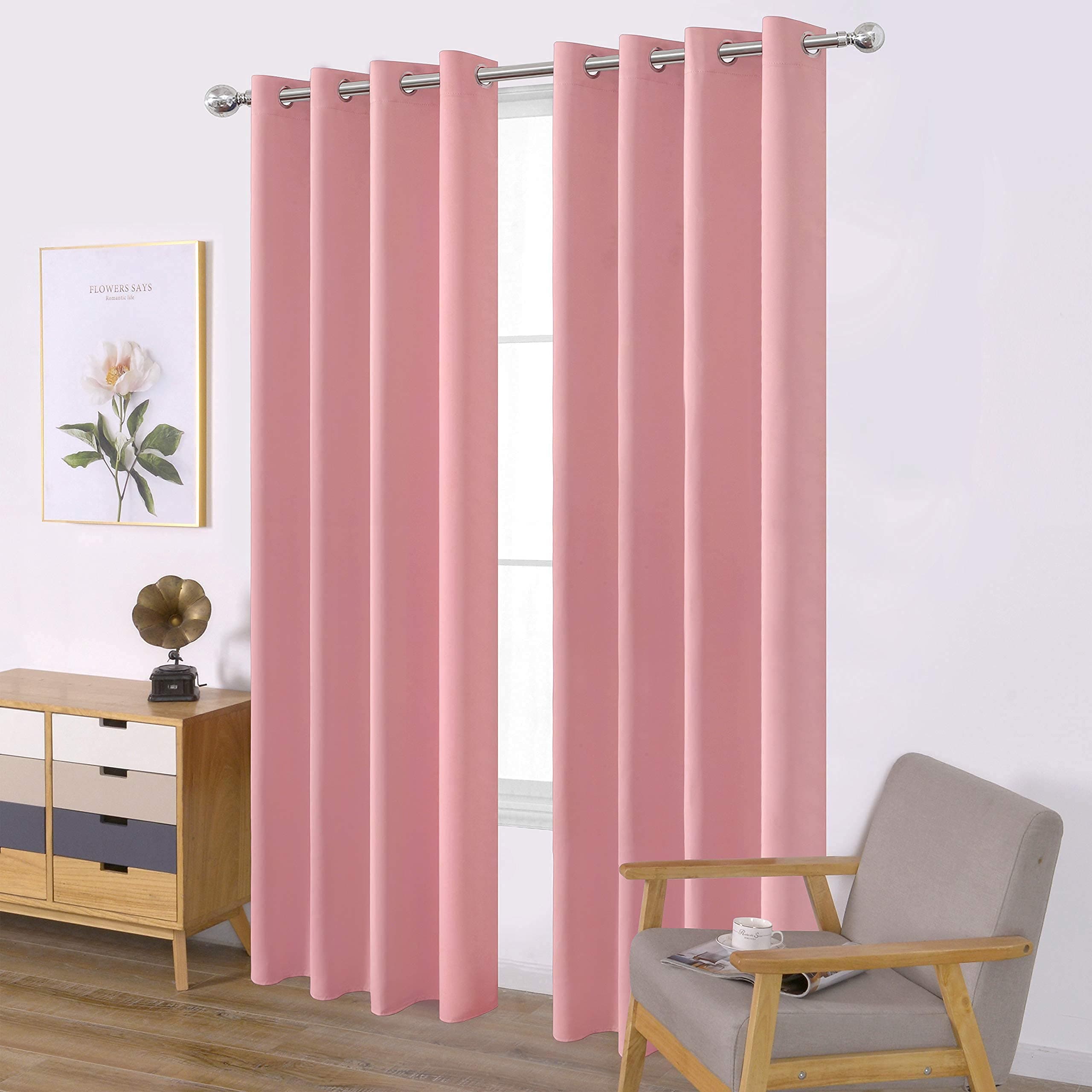LEMOMO Baby Pink Bedroom Blackout Curtains/52 x 84 Inch Long/Set of 2 Curtain Panels/Thermal Insulated Room Darkening Curtains for Bedroom