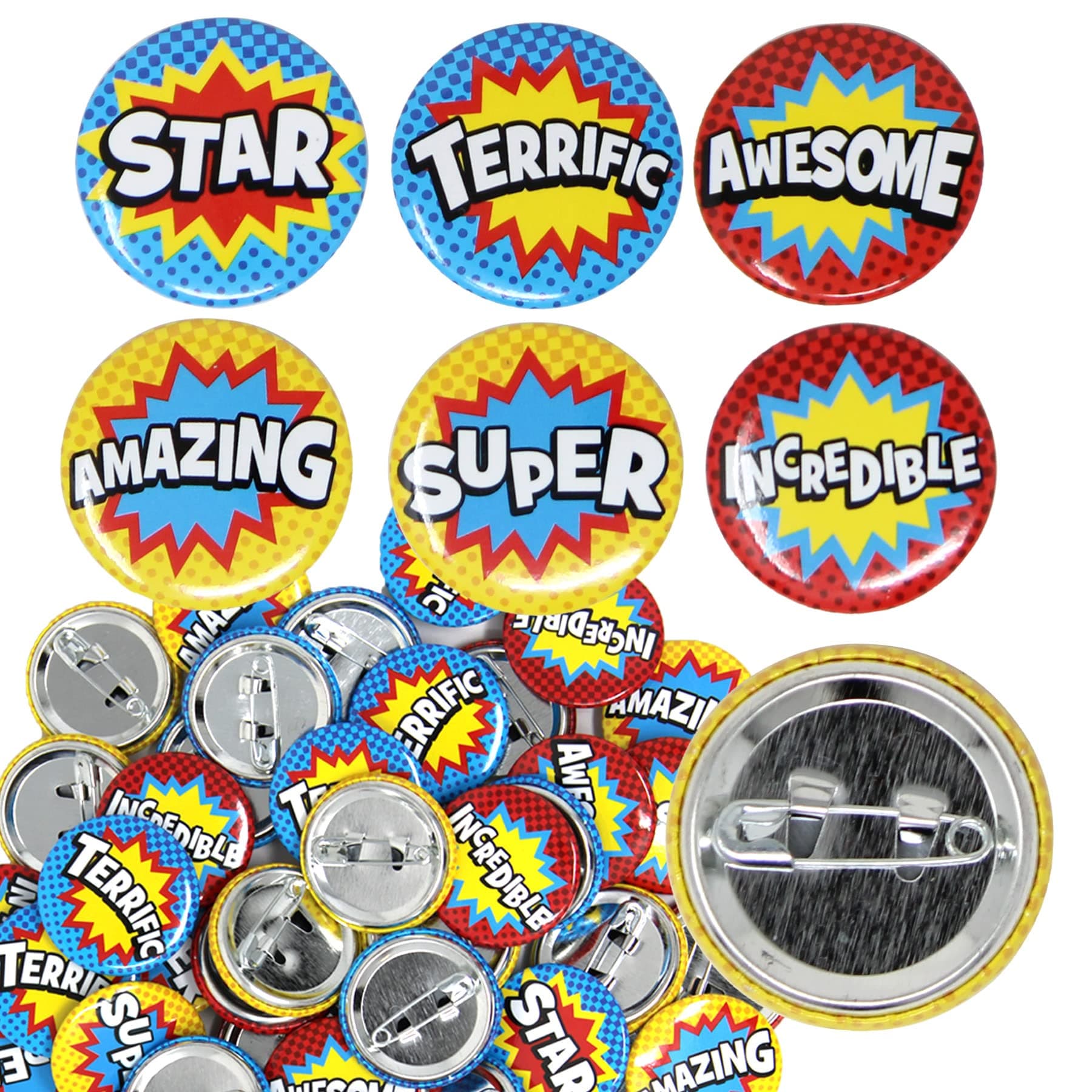 Recognition Pins Mini Reward Button Pins Bulk Kids Incentives Motivational Encouragement Pins 48 Awesome Buttons Kids Award Pin Badges Classroom Prize Box Student Superpower Superhero Mini Buttons