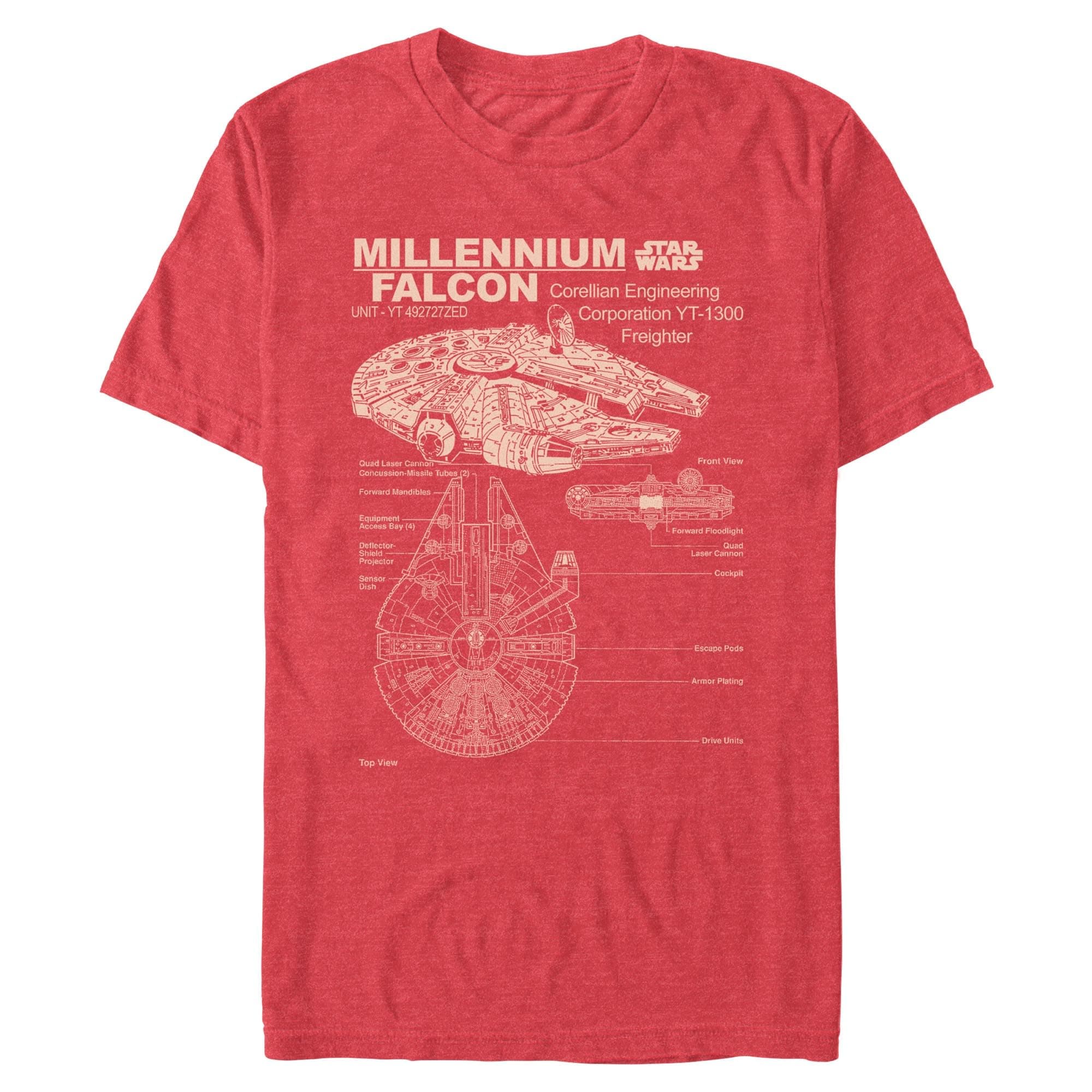 mens Corellian Freighter Millennium Falcon Detailed Drawing T-shirt (pack of 1)