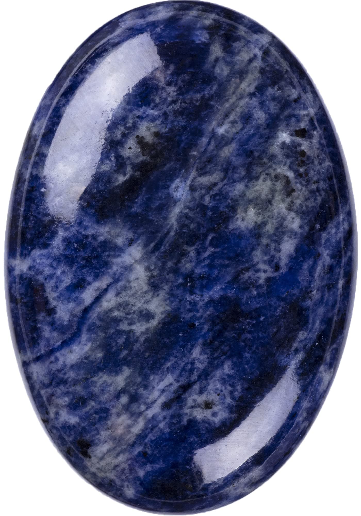 Blue Sodalite Palm Stone Crystal - Natural Chakra Therapy Polished Healing Crystal Oval Pocket Gemstone for Anxiety Stress Relief