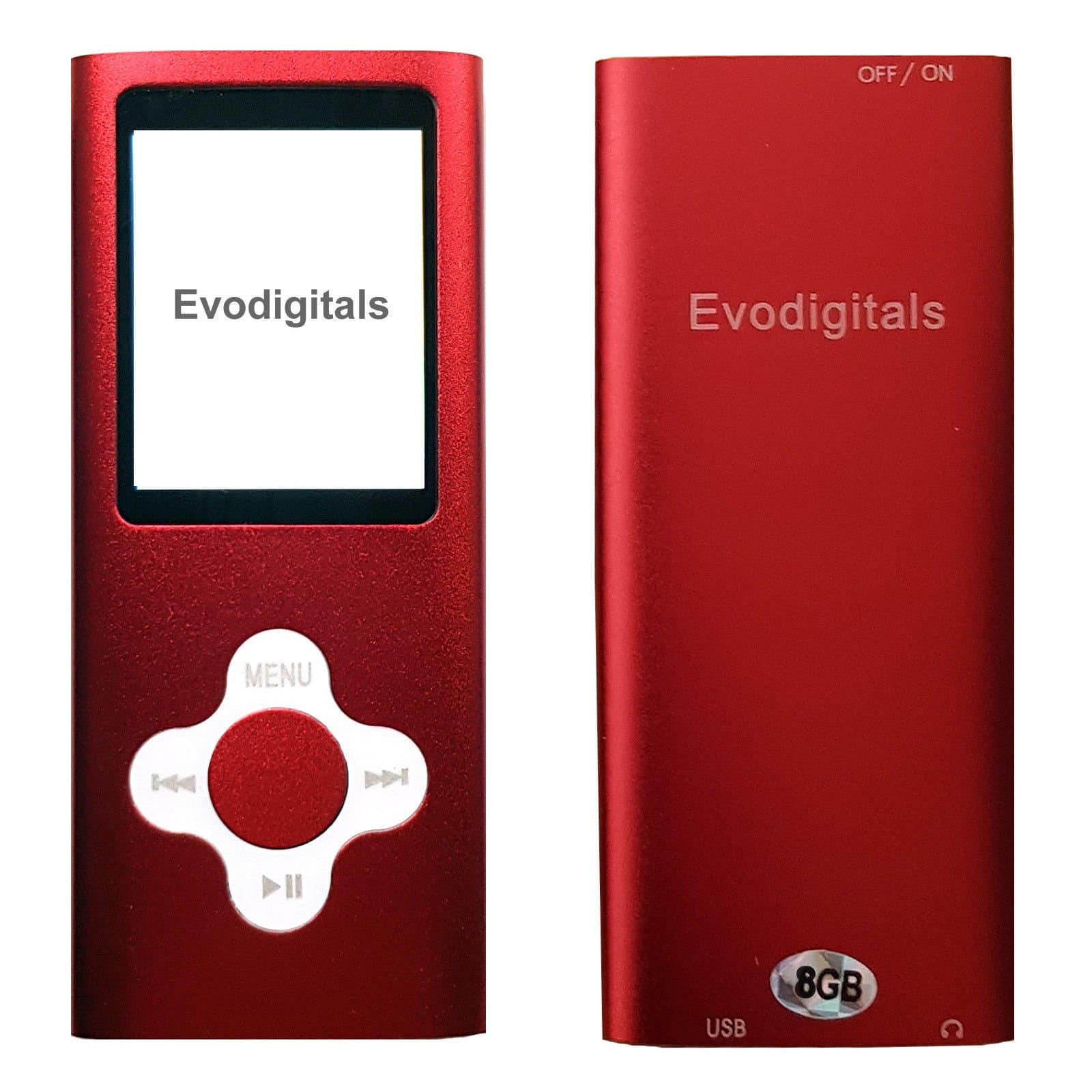 Evodigitals New Red 16GB Elite MP3 Media MP4 Player Music Video FM Tuner Games Voice +