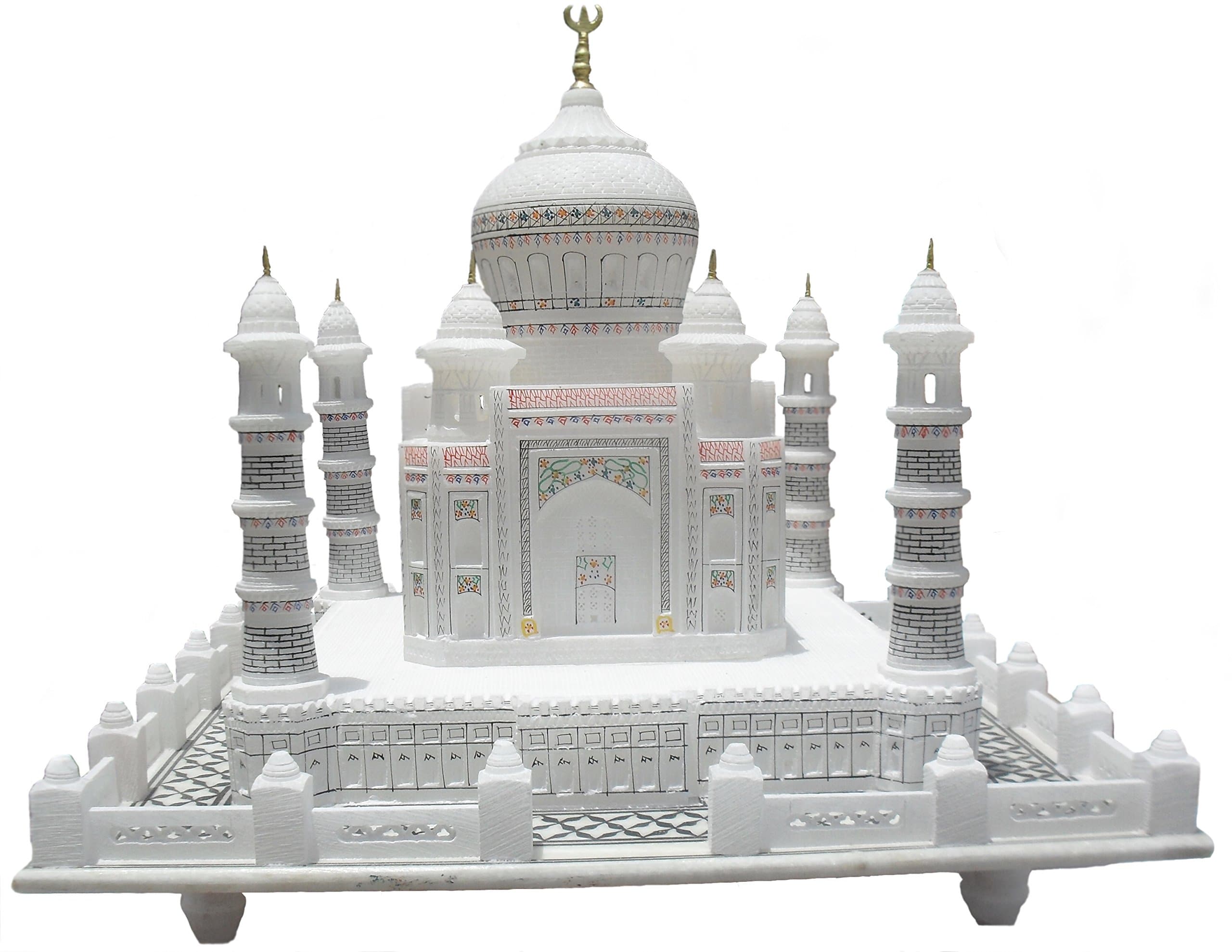 Stone Craft 14" Handmade Marble Taj Mahal - Made of Pure White Indian Marble