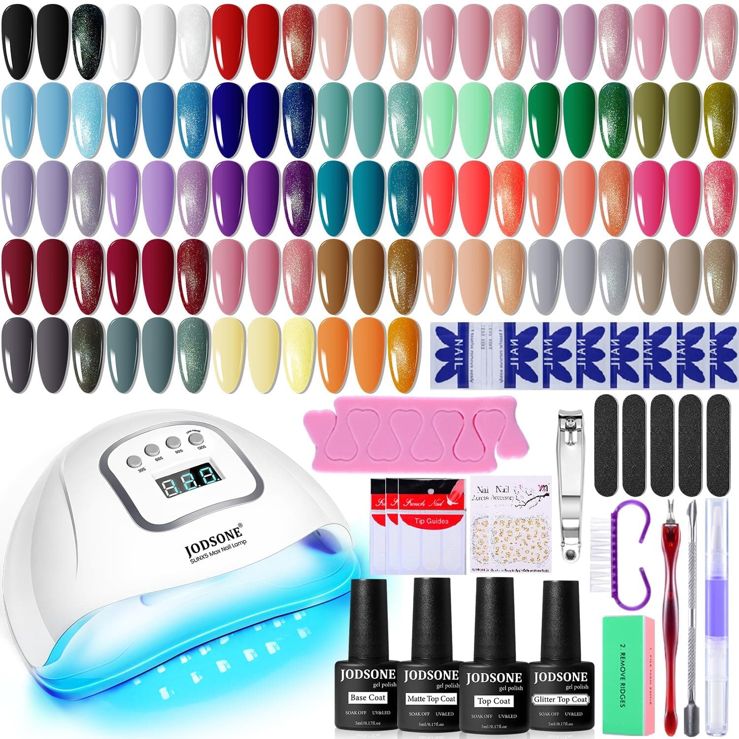 JODSONE Gel Nail Polish Kit With UV Light - 32 Colors Soak Off Gel Set, Manicure Tools, Gifts for Women