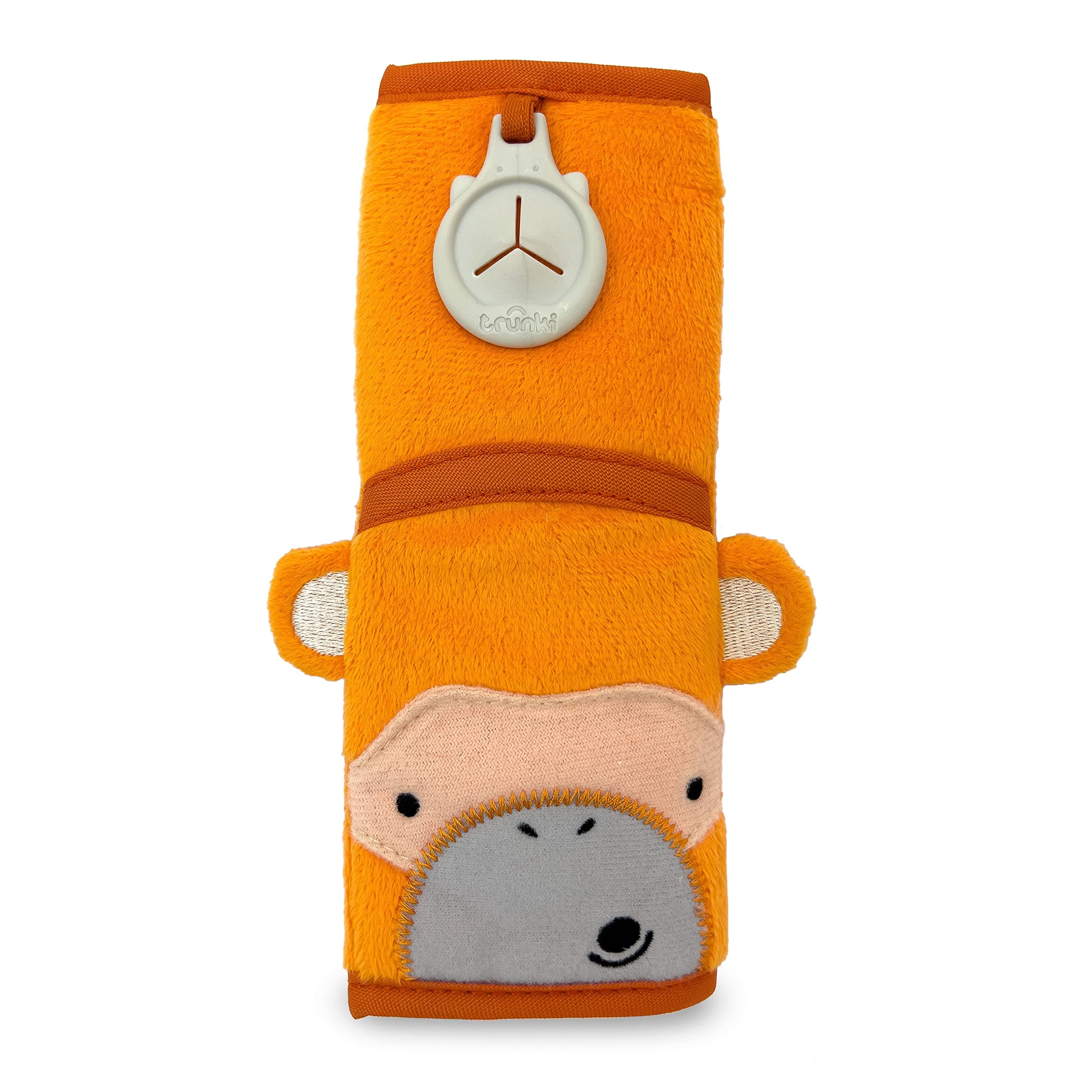 Trunki Seat Belt Pads for Kids | Comfy Childrens Seatbelt Cover | for Car Seats and Pram - SnooziHedz Mylo Monkey (Orange)