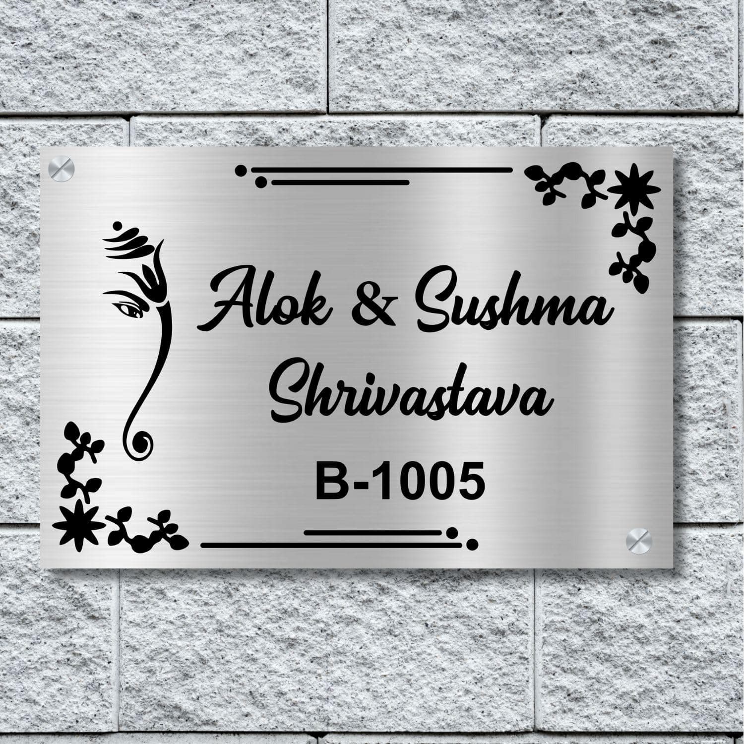 Personalized Stainless Steel Name Plate | Custom 12x8 inch Home Entrance Signage | Modern, Elegant Style | Black