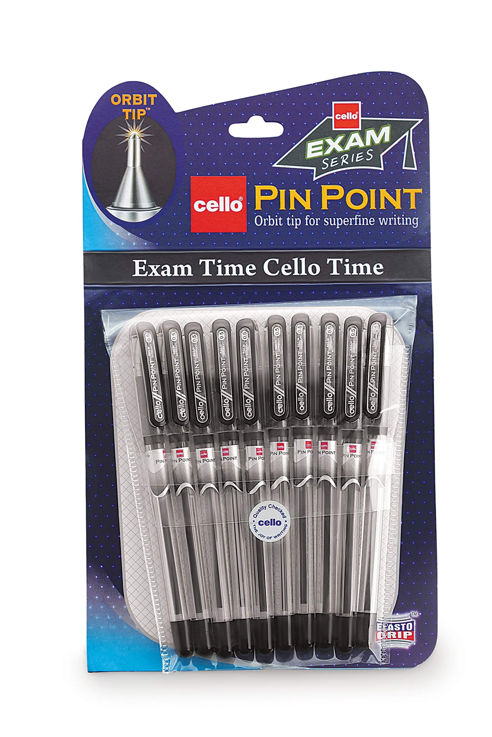 Pinpoint Ball Pen | Pack of 10 | Lubriflow Ink System | Elasto Grip | Lightweight Ball Pen | Cello Pen | Ball Pen | Best pen for Exam