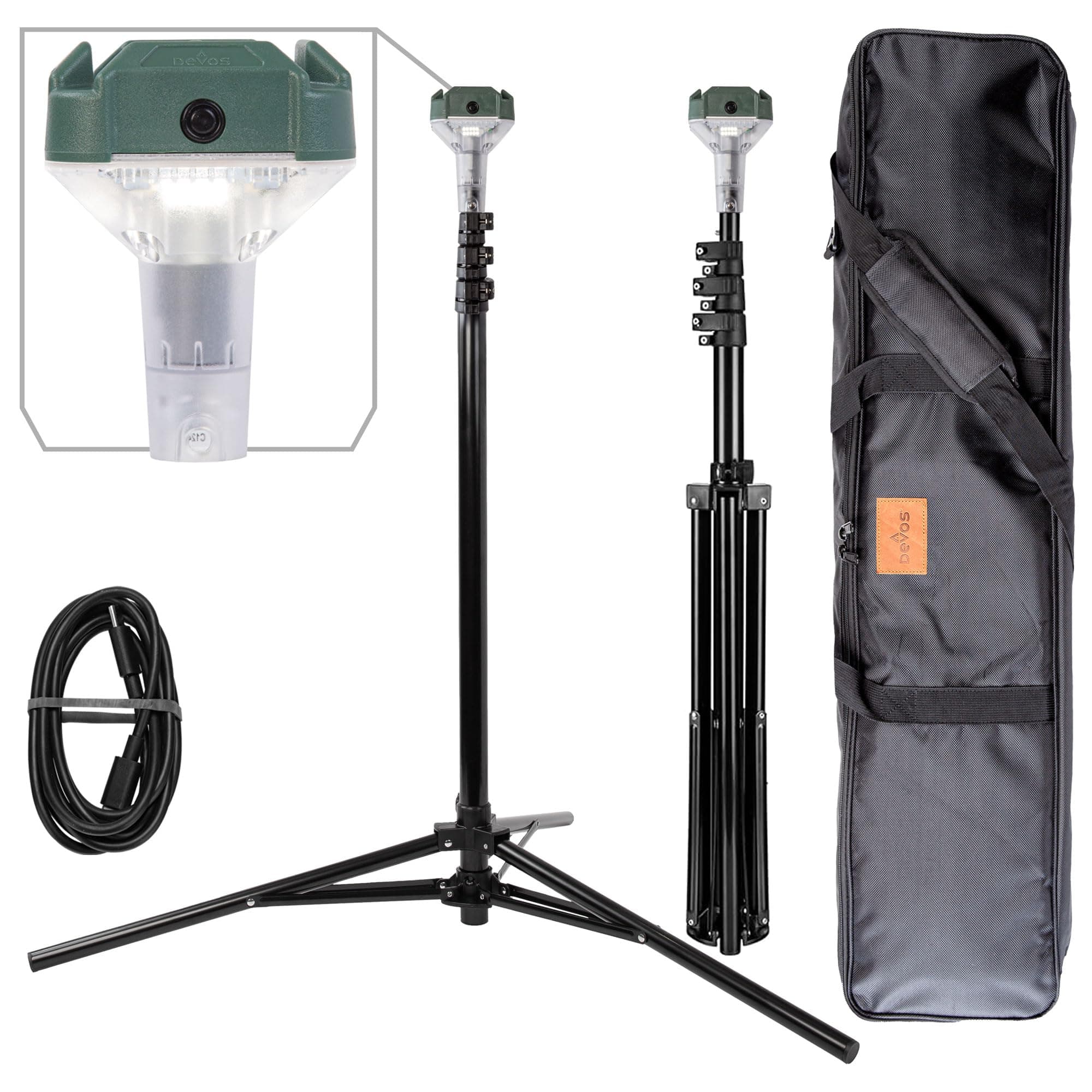 Devos Outdoor | LightRanger 800 Lumen Rechargeable Telescoping LED Lantern | 30 Hour Run Time | Illuminates a 40 Foot Diameter Area | 2 Pack with Padded Case