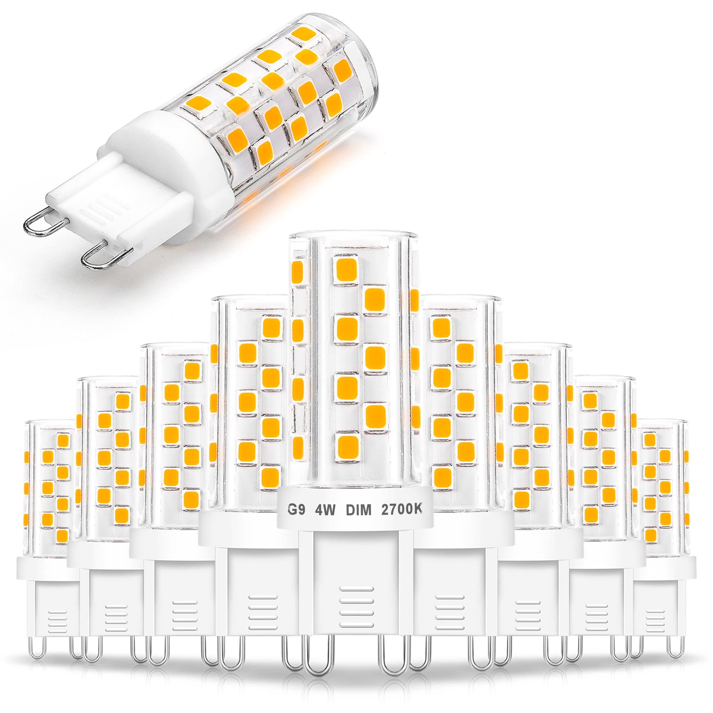 G9 Led Bulbs 40W 35W Dimmable Halogen Replacement,No Flicker G9 4W Led Bulbs Clear,2700k Soft Warm White, AC120V Bi-pin G9 T4 LED for Chandelier Wall Pendant Ceiling Lamps(10Pack)