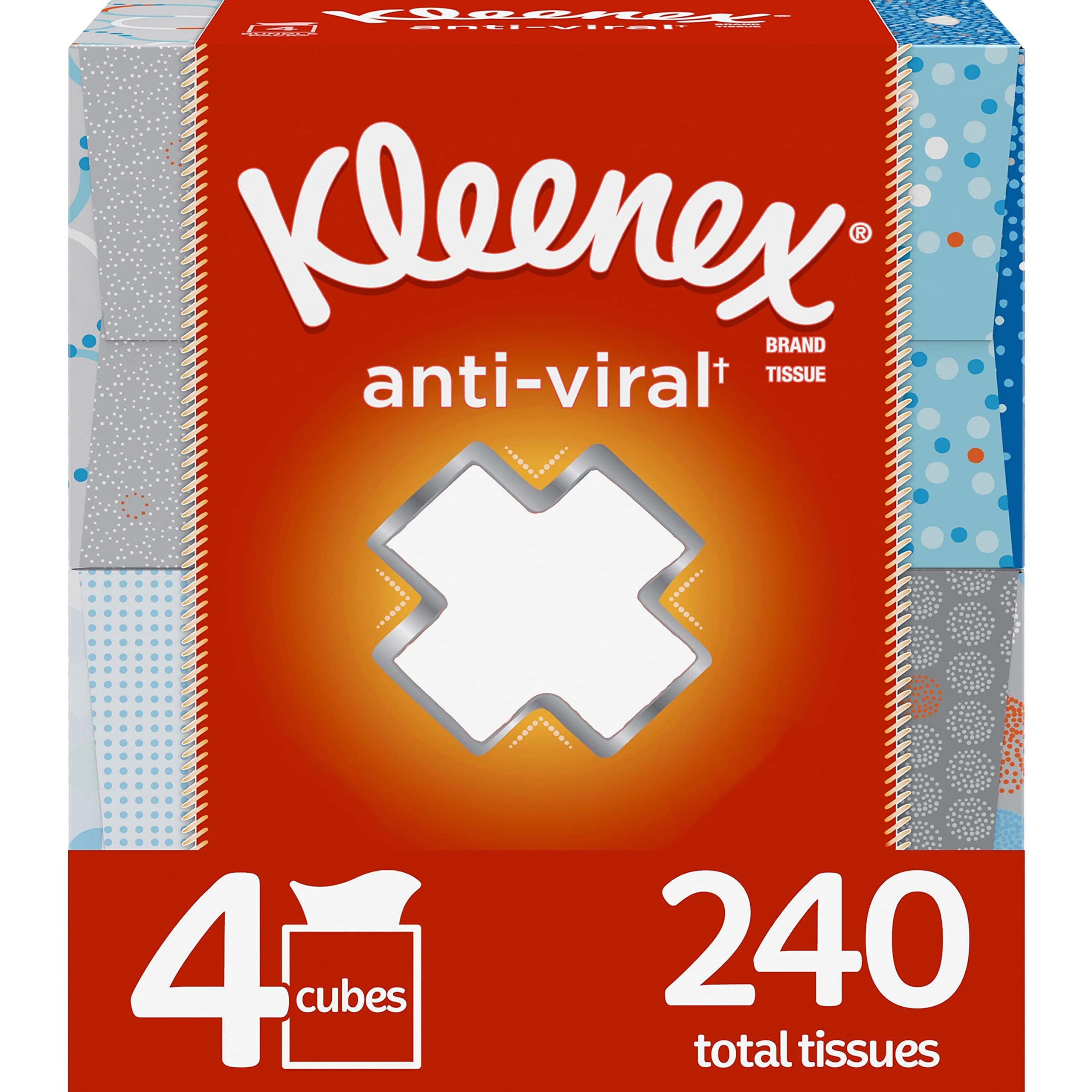 KleenexAnti-Viral Facial Tissues, 4 Cube Boxes, 60 Tissues per Box (240 Tissues Total)