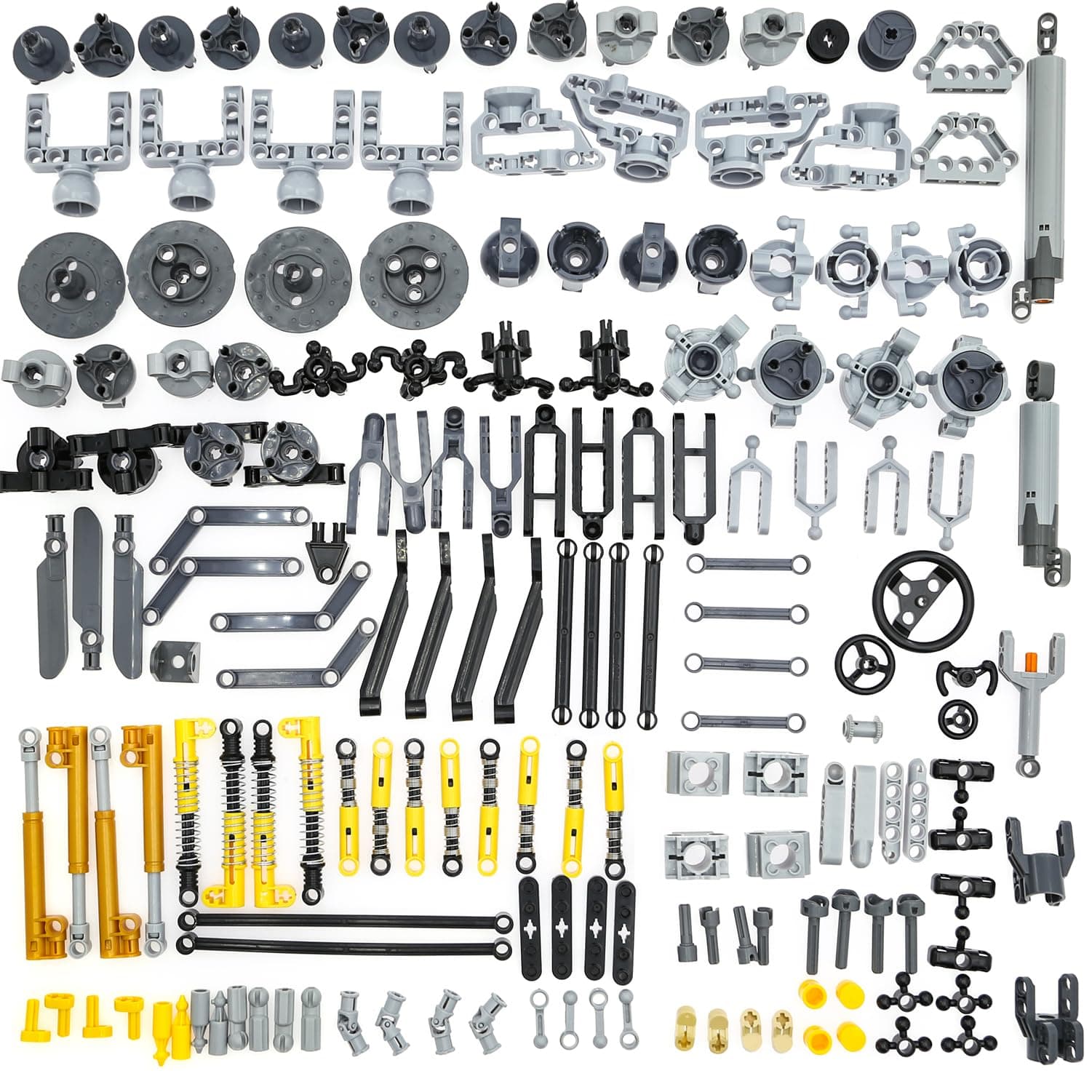 169pcs Technic-Parts Axle-Pin-Connector Compatible with Major Brands Technic Parts, Wheels Link Chain Steering Suspension Engine Linear Actuator Shock Absorber MOC-Replacement-Pieces