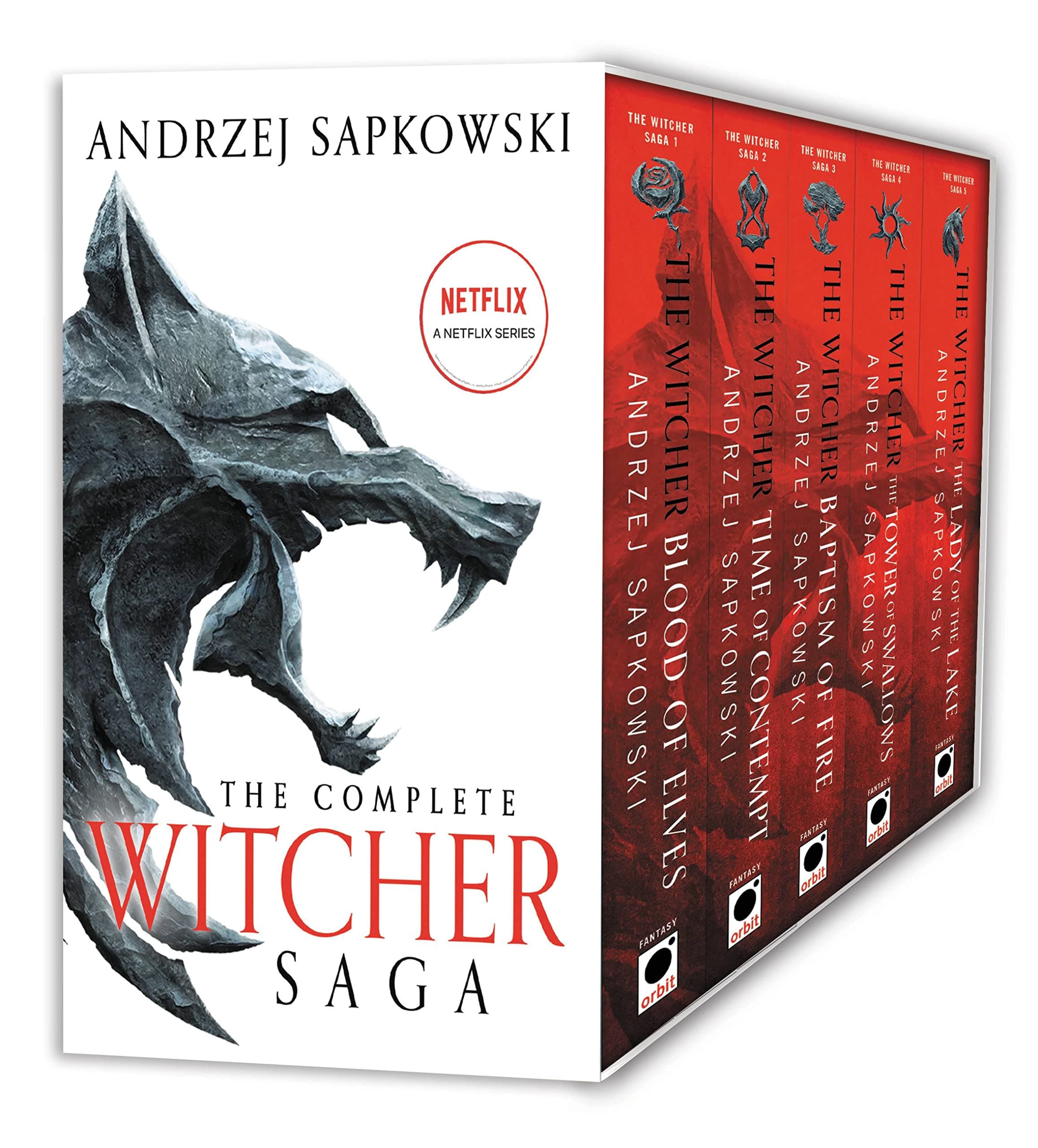 Orbit The Witcher Boxed Set: Blood of Elves, the Time of Contempt, Baptism of Fire, the Tower of Swallows, the Lady of the Lake
