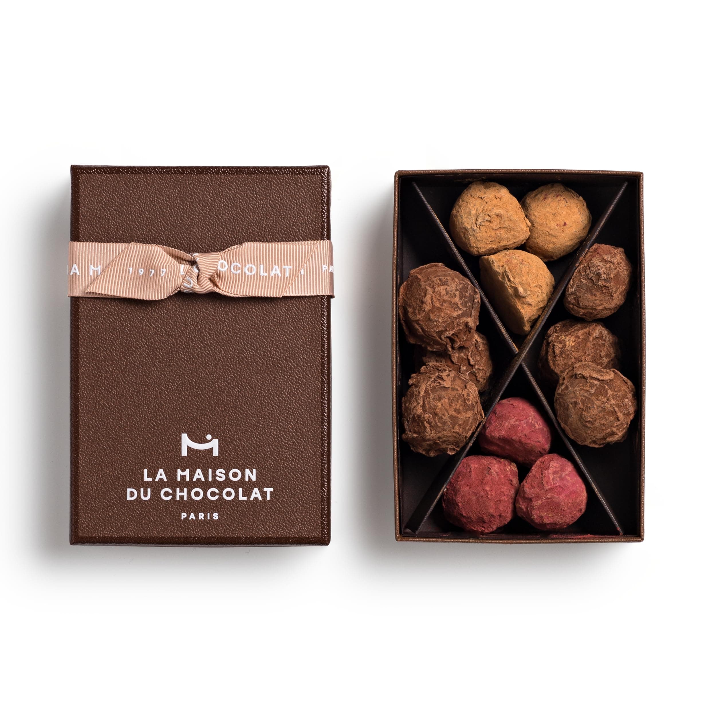 Flavored Truffles Gift Box, Gourmet French Dark Chocolate Gift Box (12 Pieces)