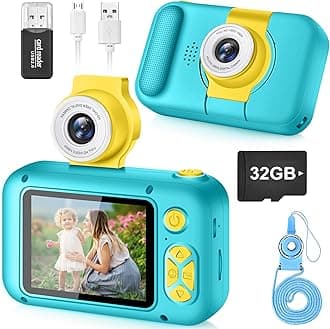 Kids Camera, Toddler Kid Digital Camera with 180°Flip Lens & 2.4in IPS Screen, Birthday Festival Gifts Present Toy for 4 5 6 7 8 9 10 11 Year Old Girls/Boys, 32 GB Card Included, X101