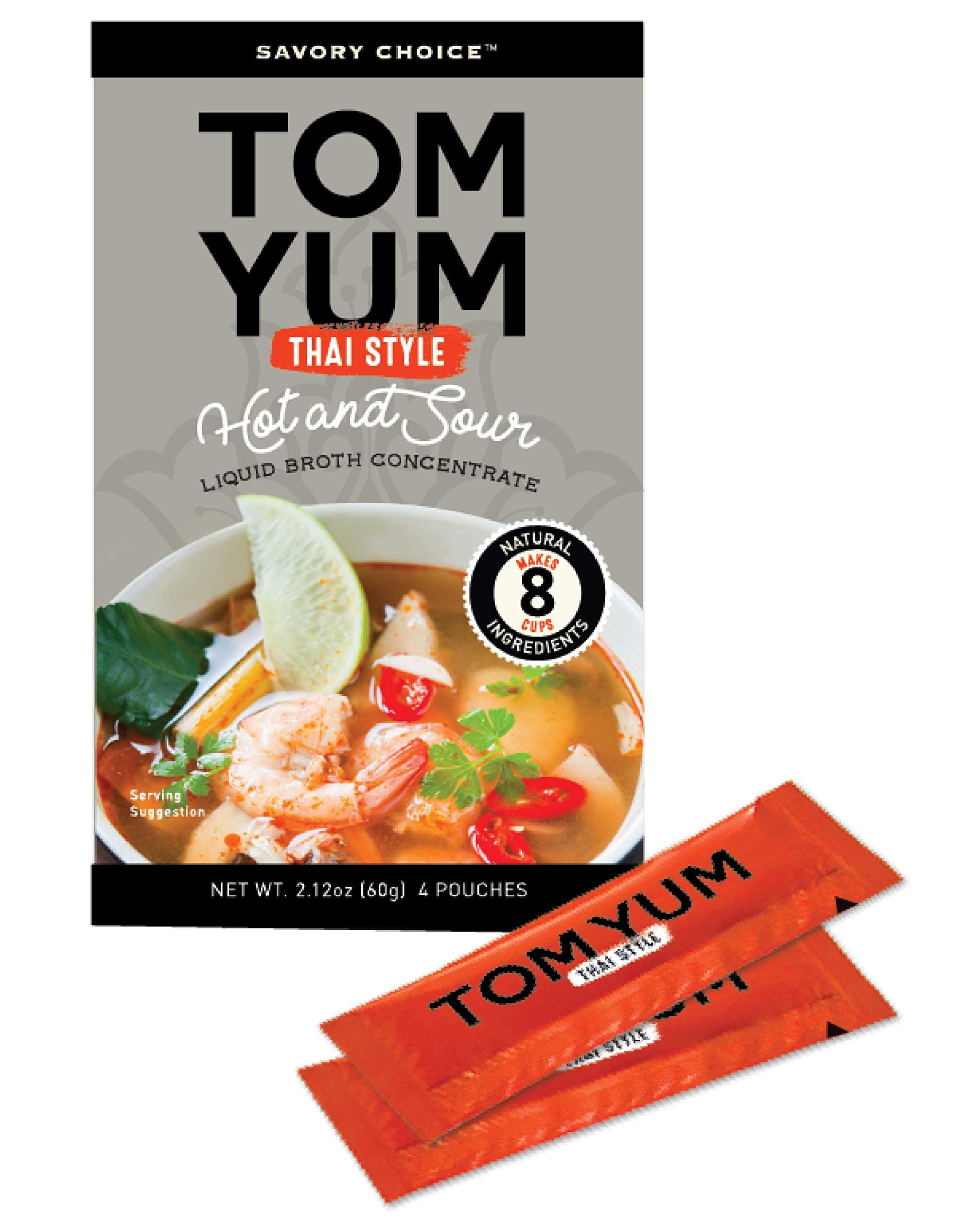 Savory Choice Thai Style Hot & Sour Liquid Broth Concentrate, Tom Yum, 2.12 Oz