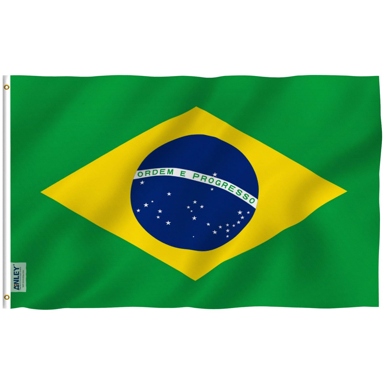ANLEY Fly Breeze 3x5ft Brazil Flag - Vibrant Colors and UV Fade Resistant - Canvas Header and Double Stitched - Brazilian Flag with Brass Grommets Polyester 3x5ft