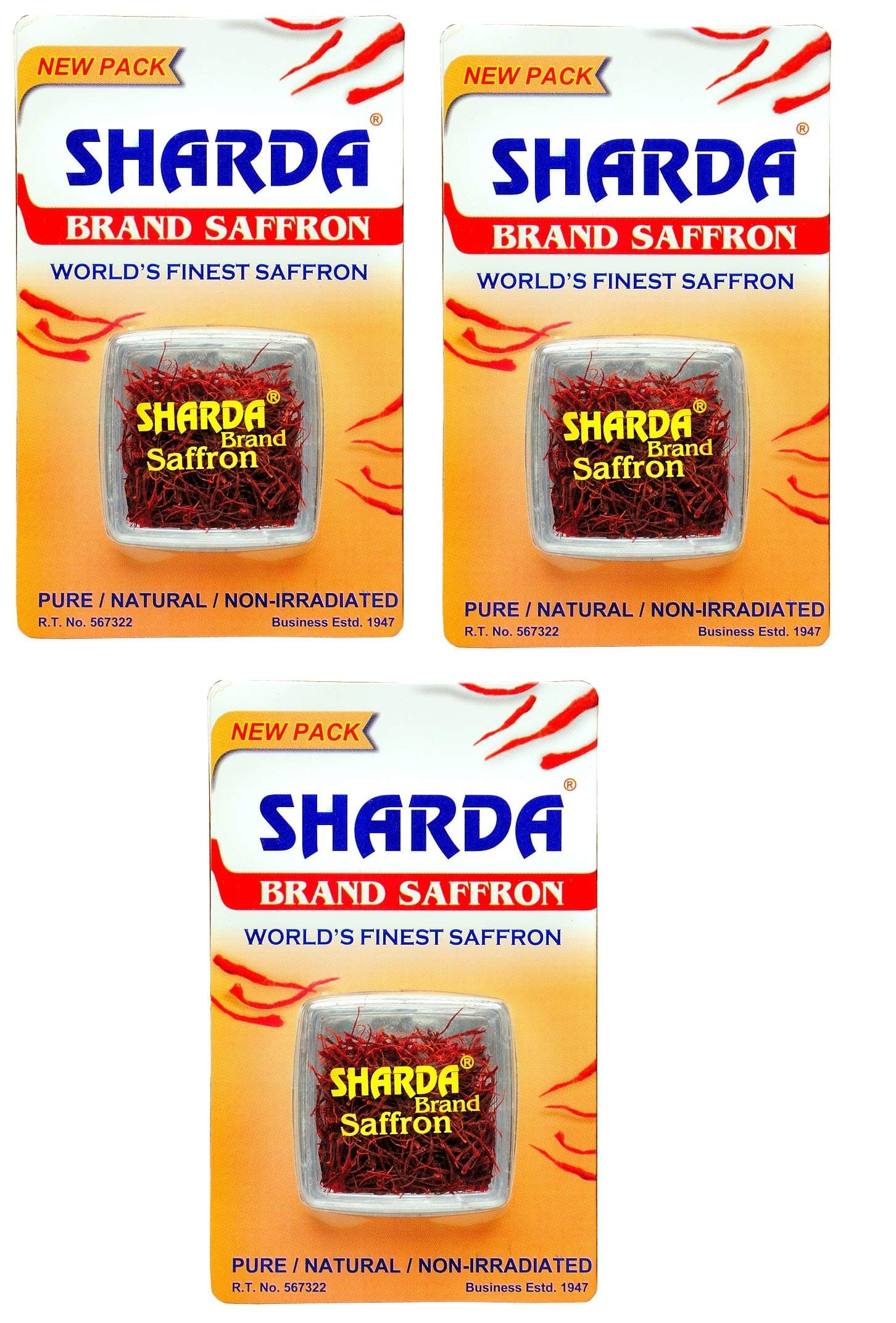 Sharda Saffron Natural and Finest Saffron Threads 1 gram (Pack of 3)