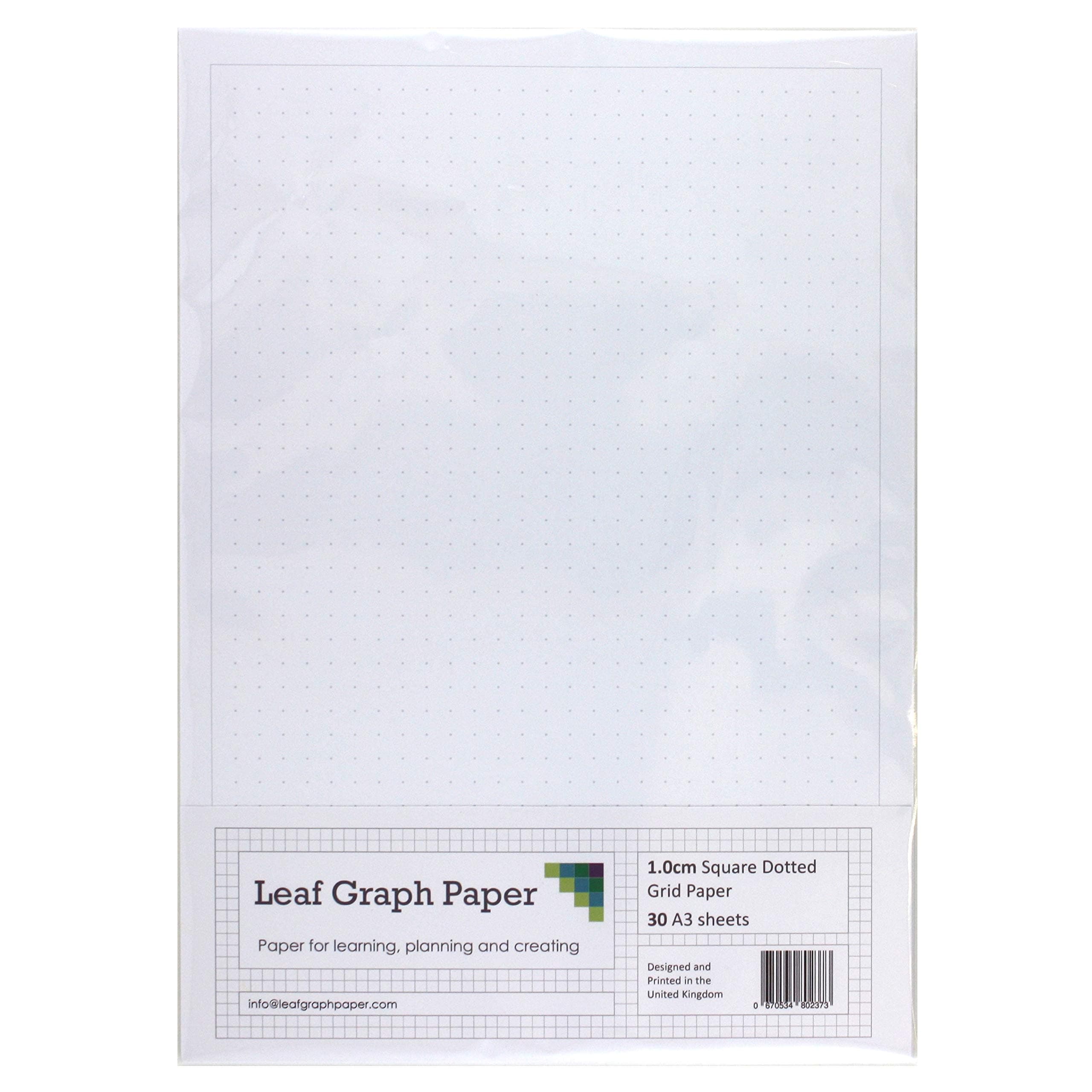 A3 Dotted Grid Paper 10mm 1cm Squared - 30 Loose-Leaf Sheets - Grey Grid Lines